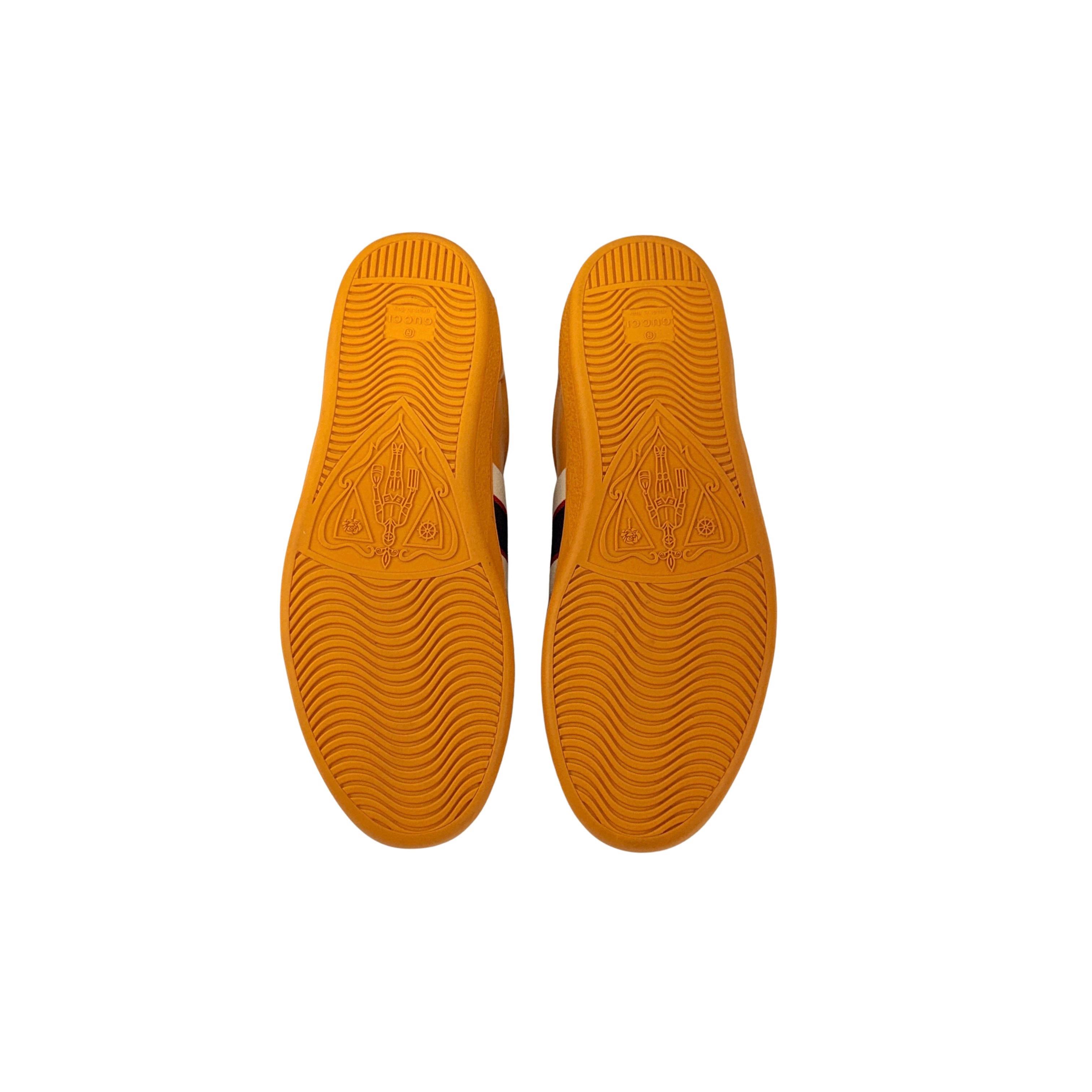 GUCCI Mens Yellow New Ace Elastic Band Leather Flat Low Top Lace Sneakers (Size 41)