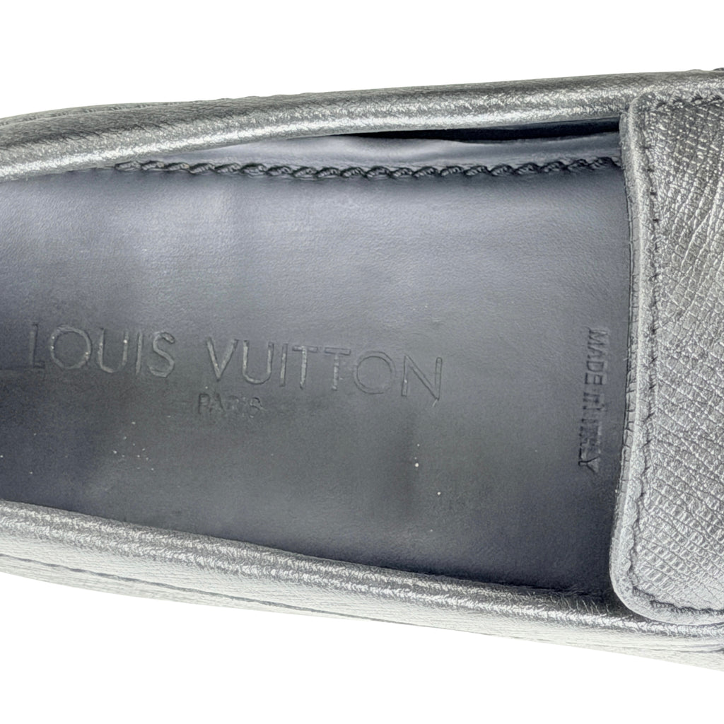 LOUIS VUITTON Monte Carlo Loafers/Moccasins/Driving Gray Taiga Leather (Size 45)