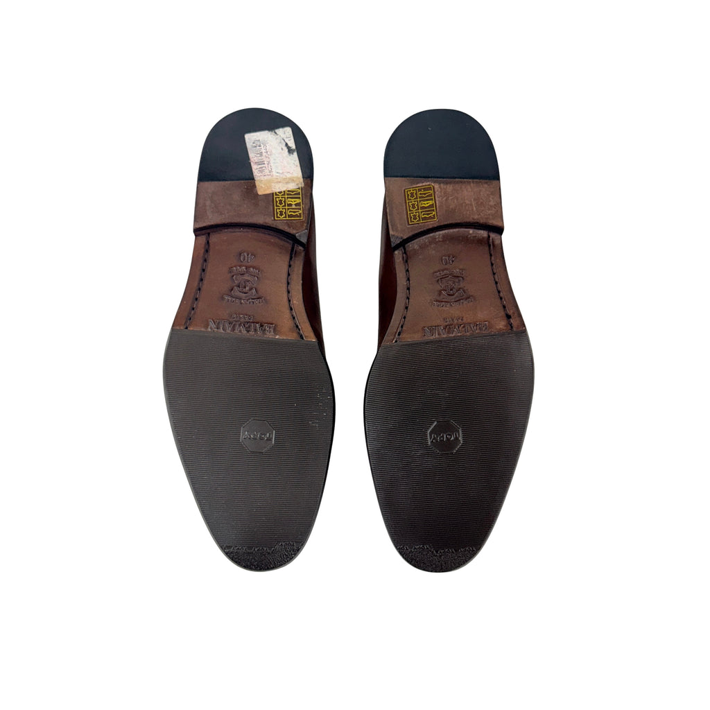BALMAIN PARIS Men's Brown Leather On The Vamp(Lizard or Snakeskin) Derby/Oxfords/Lace-up (Size 41)