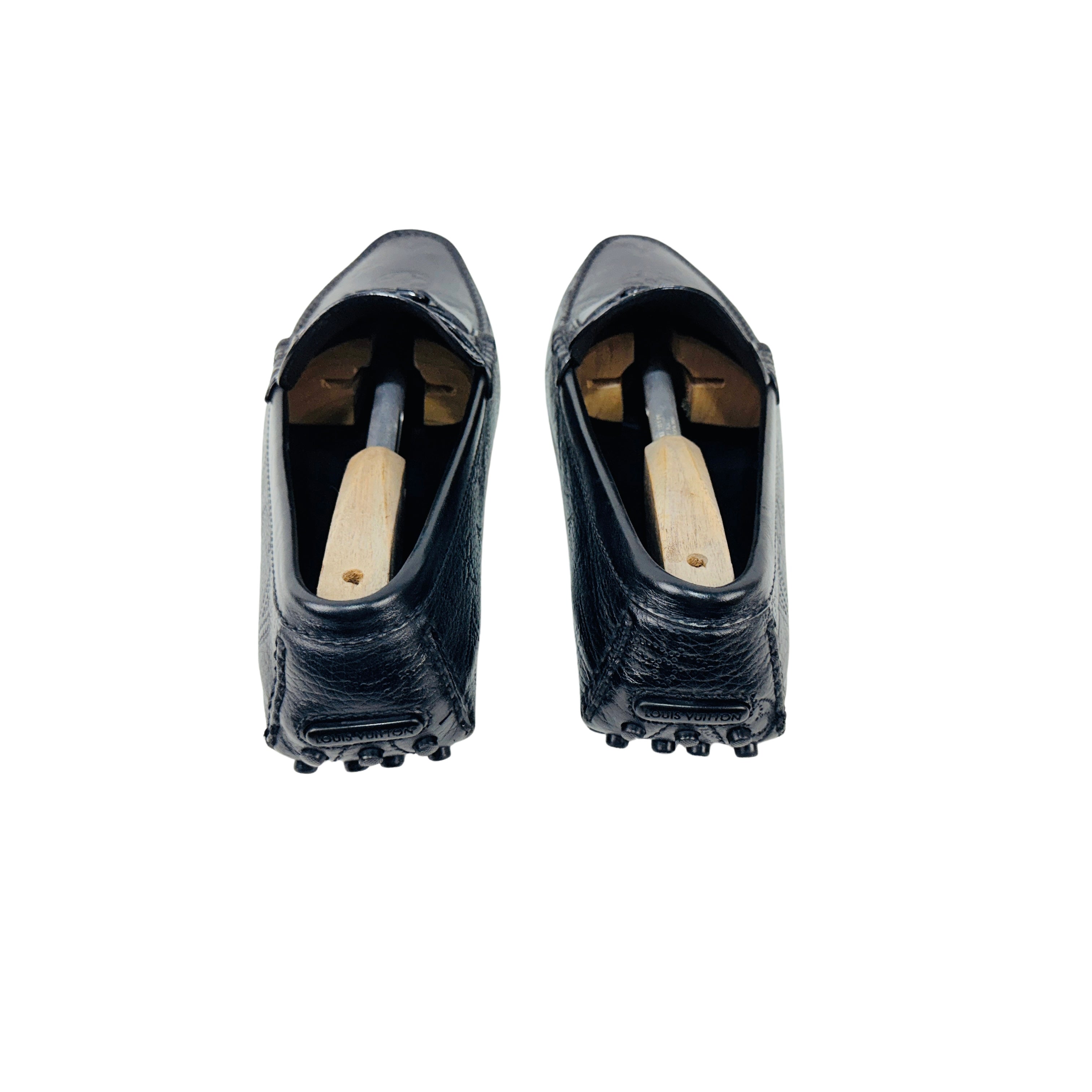 LOUIS VUITTON Hockenheim Laser-Perforated Monogram Black Loafers/Moccasins (Size 43.5)