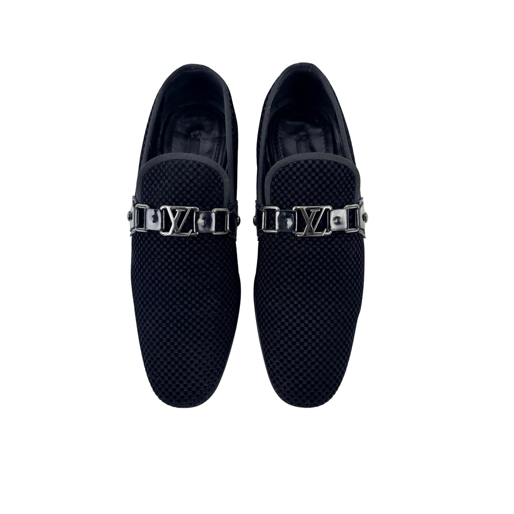 LOUIS VUITTON Petit Damier Ebene Suede Monte Carlo Loafers/Moccasins (Size 43)