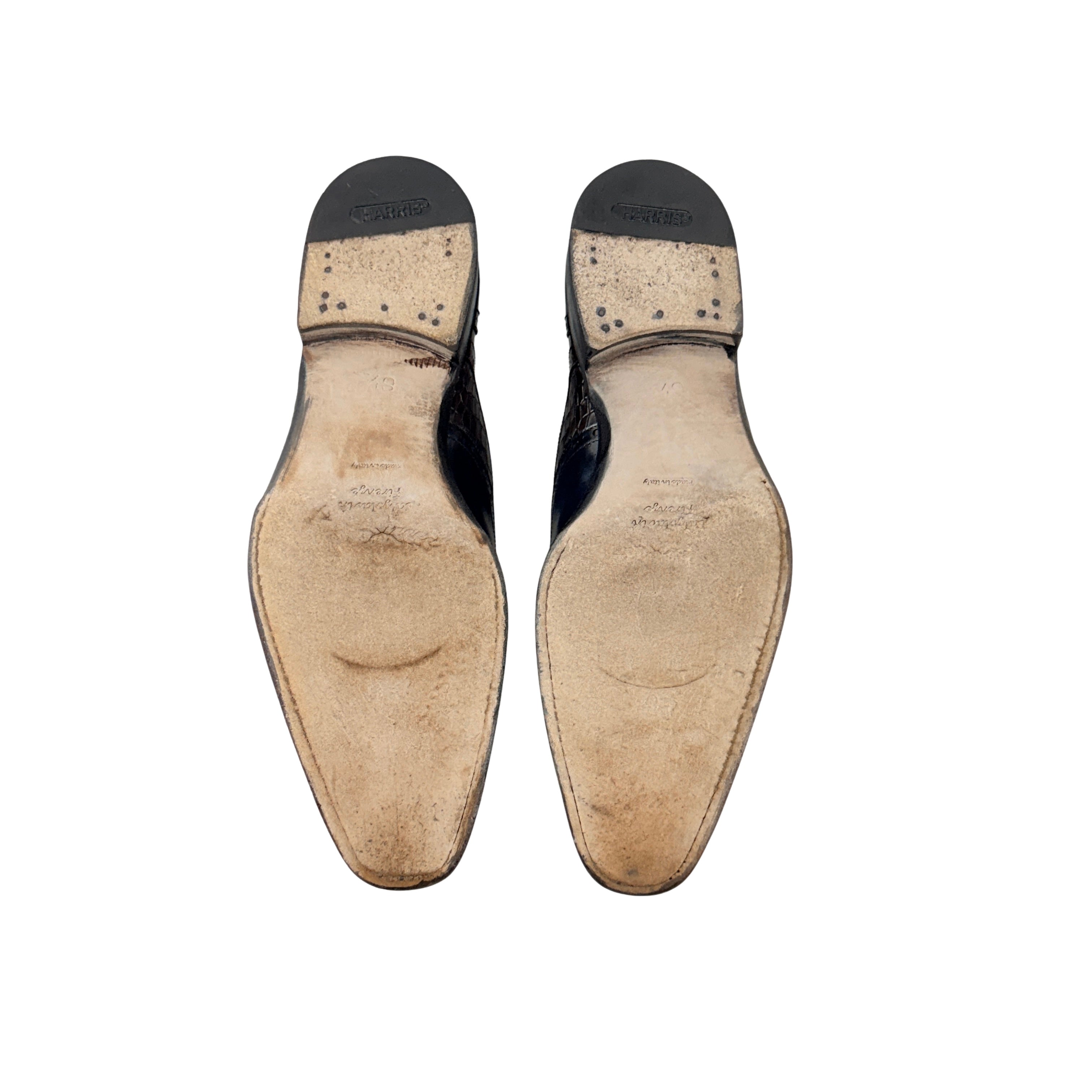 HARRIS FIRENZE Derby/Oxford Exotic Leather: The Vamp (Middle Section) Appears To Be Crocodile Skin Multi-Tonal (Size 43.5)