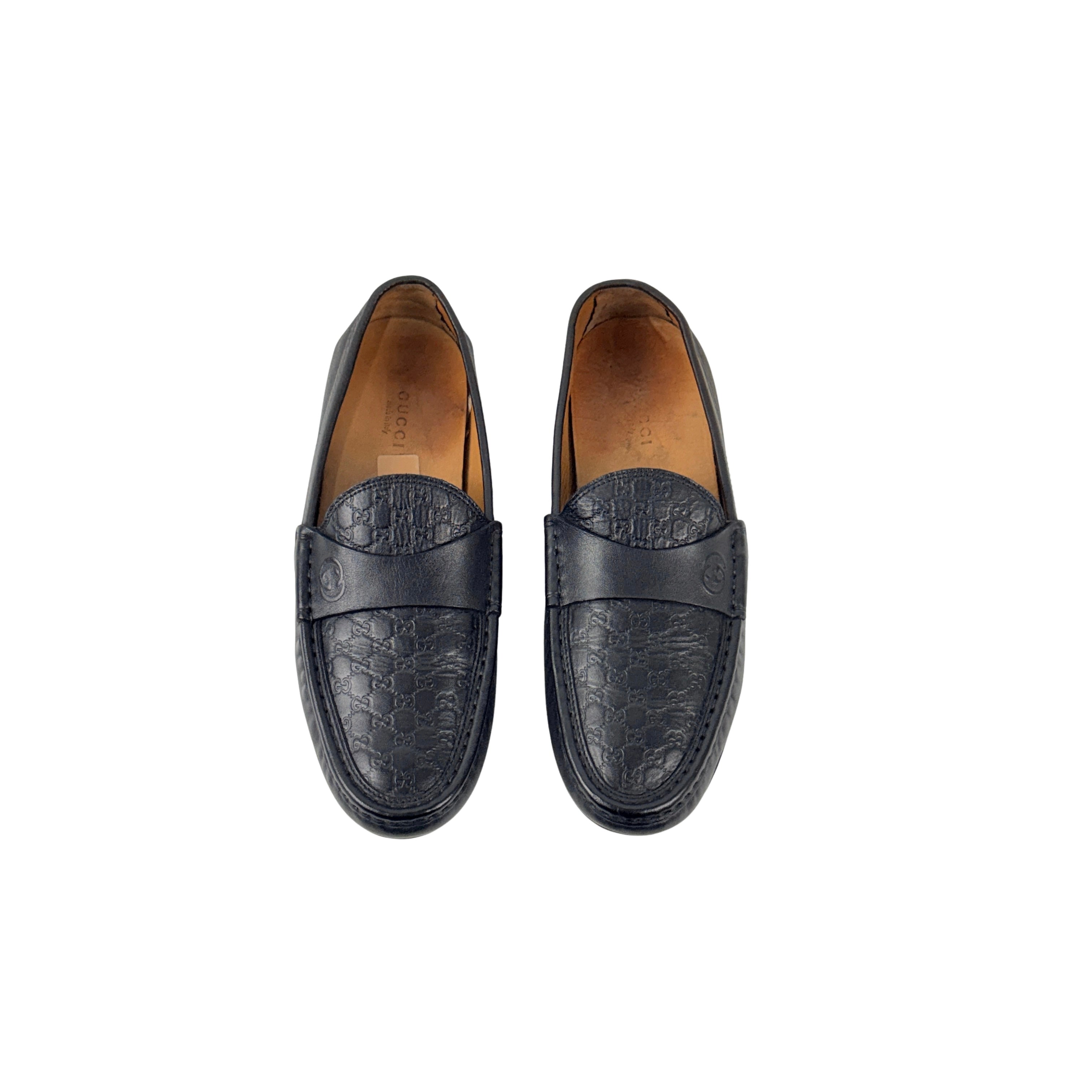 GUCCI Black Guccissima Leather Loafers/Moccasins (Size 38)