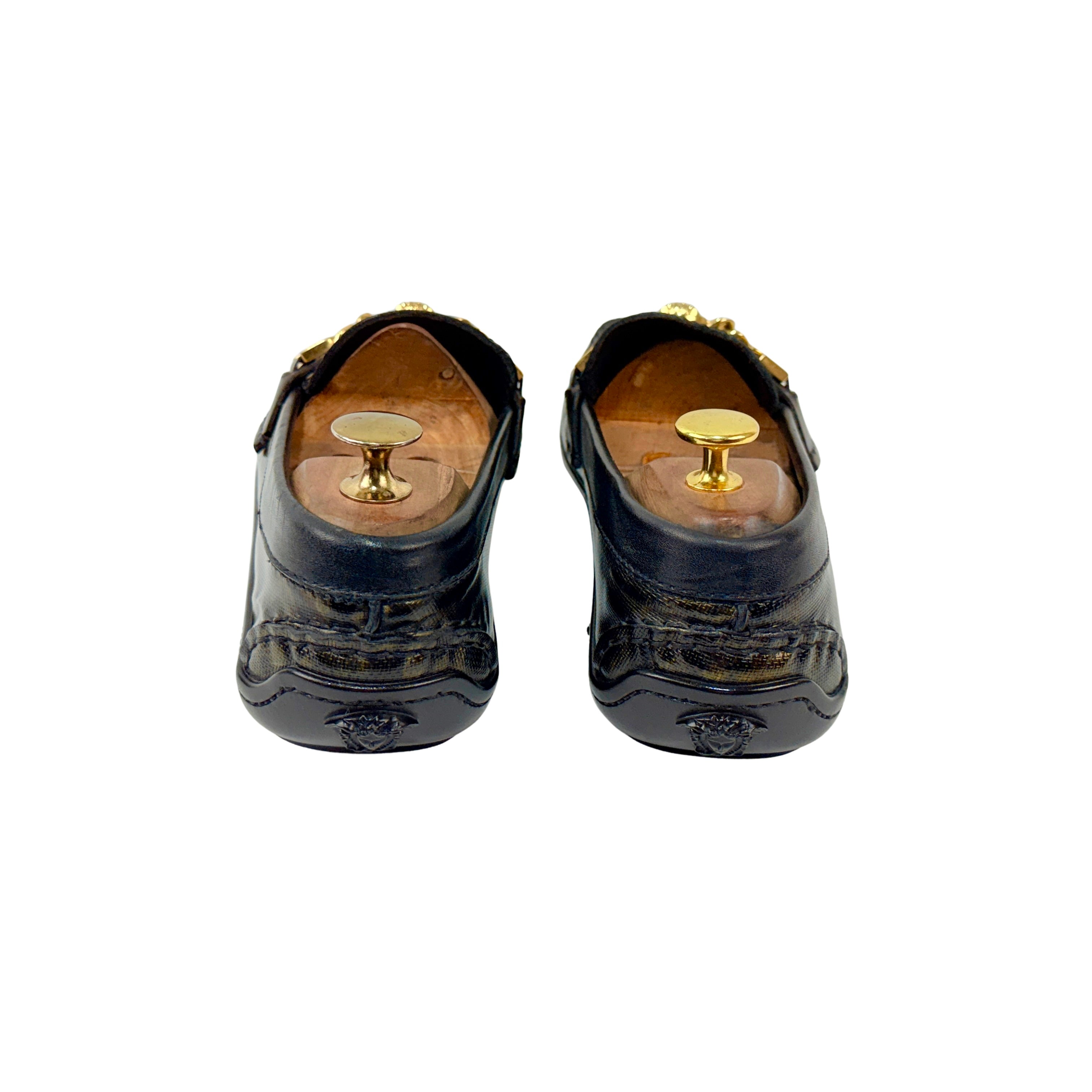 VERSACE Patent Leather Camouflage Leopard Inspired Print Leather Loafers/Moccasins (Size 42)