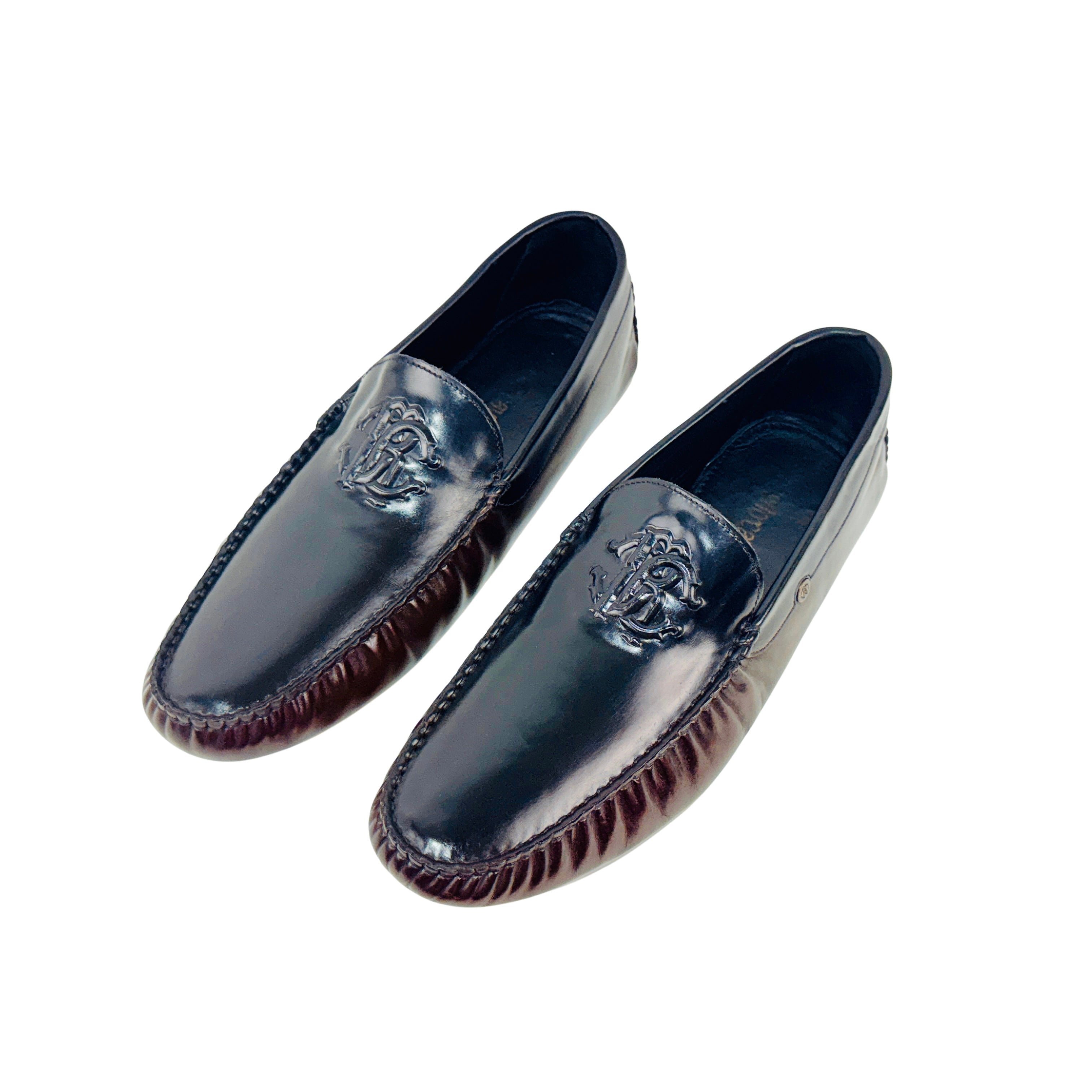 ROBERTO CAVALLI Rc Monogram Patent Leather Moccasins/Loafers/Driving (Size 45)