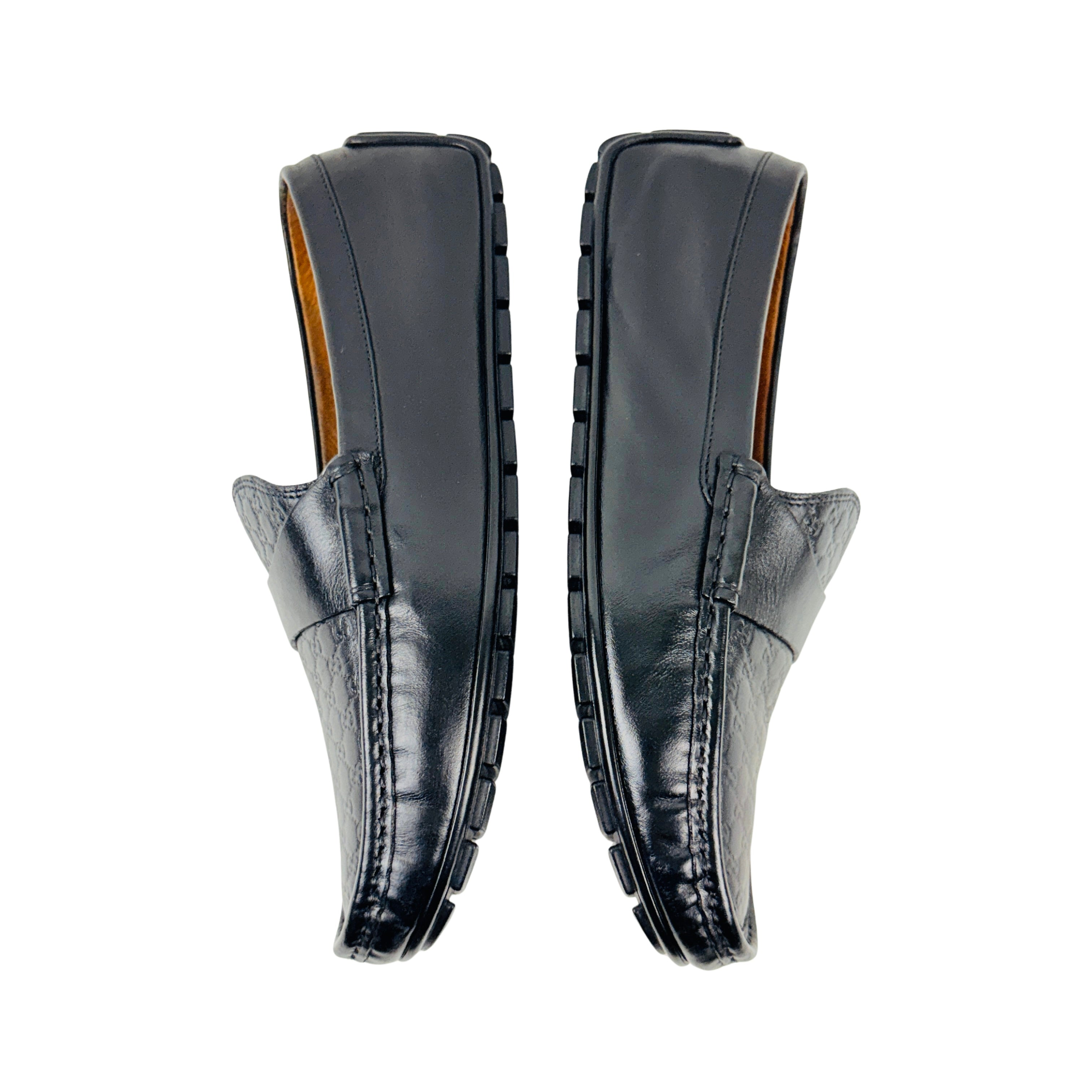 GUCCI GG Embossed Leather Men's Loafers/Moccasins/Driving Shoes (Size 40)