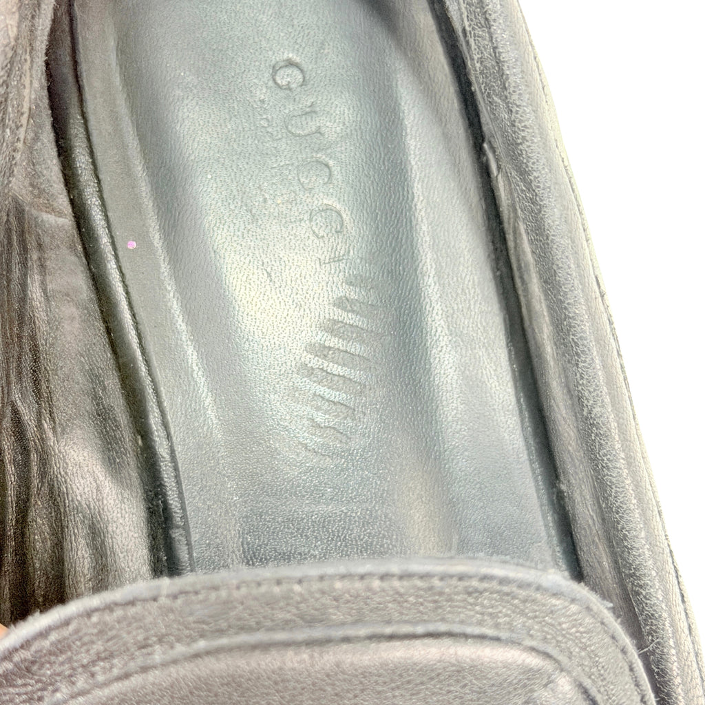 GUCCI Quilted Leather Loafers/Moccasins In Black Double G Logo (Size 39/40)