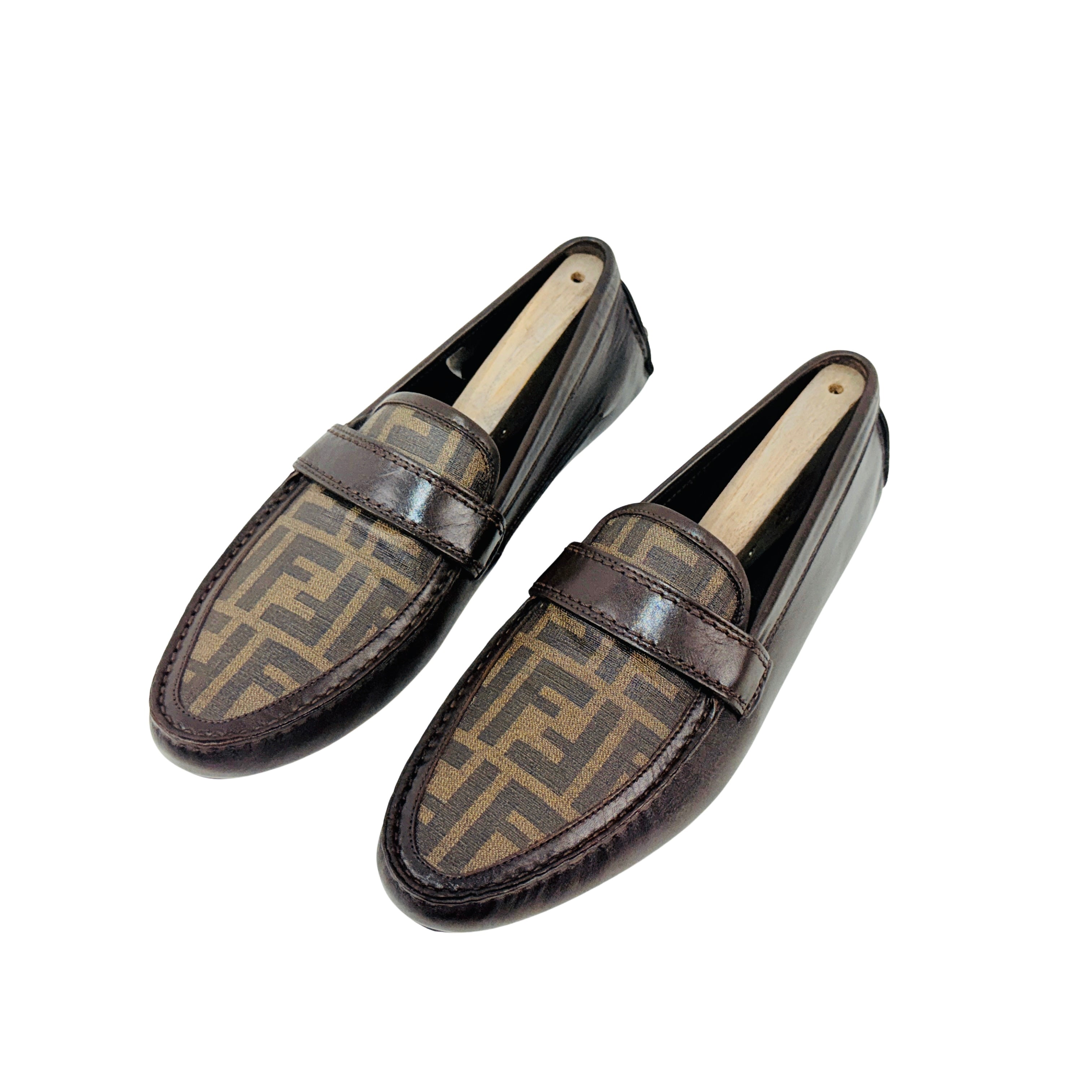 FENDI Zucca-FF Monogram Loafers/Moccasins/Drving (Size 42)