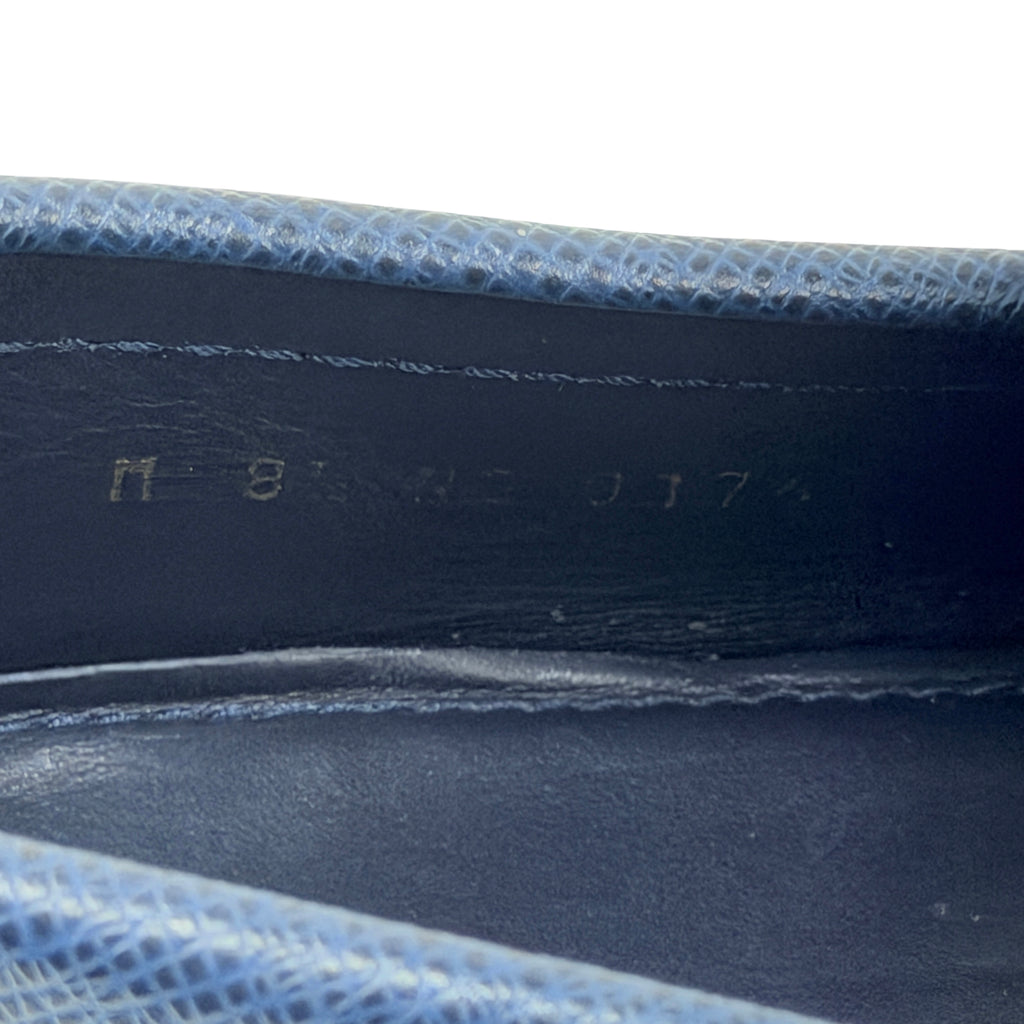 LOUIS VUITTON Hockenheim Driving/Loafers/Moccasins Blue Taiga Leather (Size 42.5)
