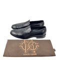 ROBERTO CAVALLI Men’s Black Leather With RC Monogram Loafers/Moccasins(Size 43)