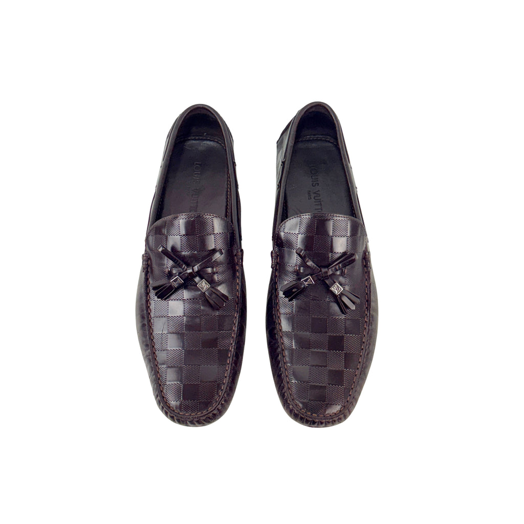 LOUIS VUITTON Tassel Driving/Loafers/Moccasins Signature Brown Damier (Size 45)
