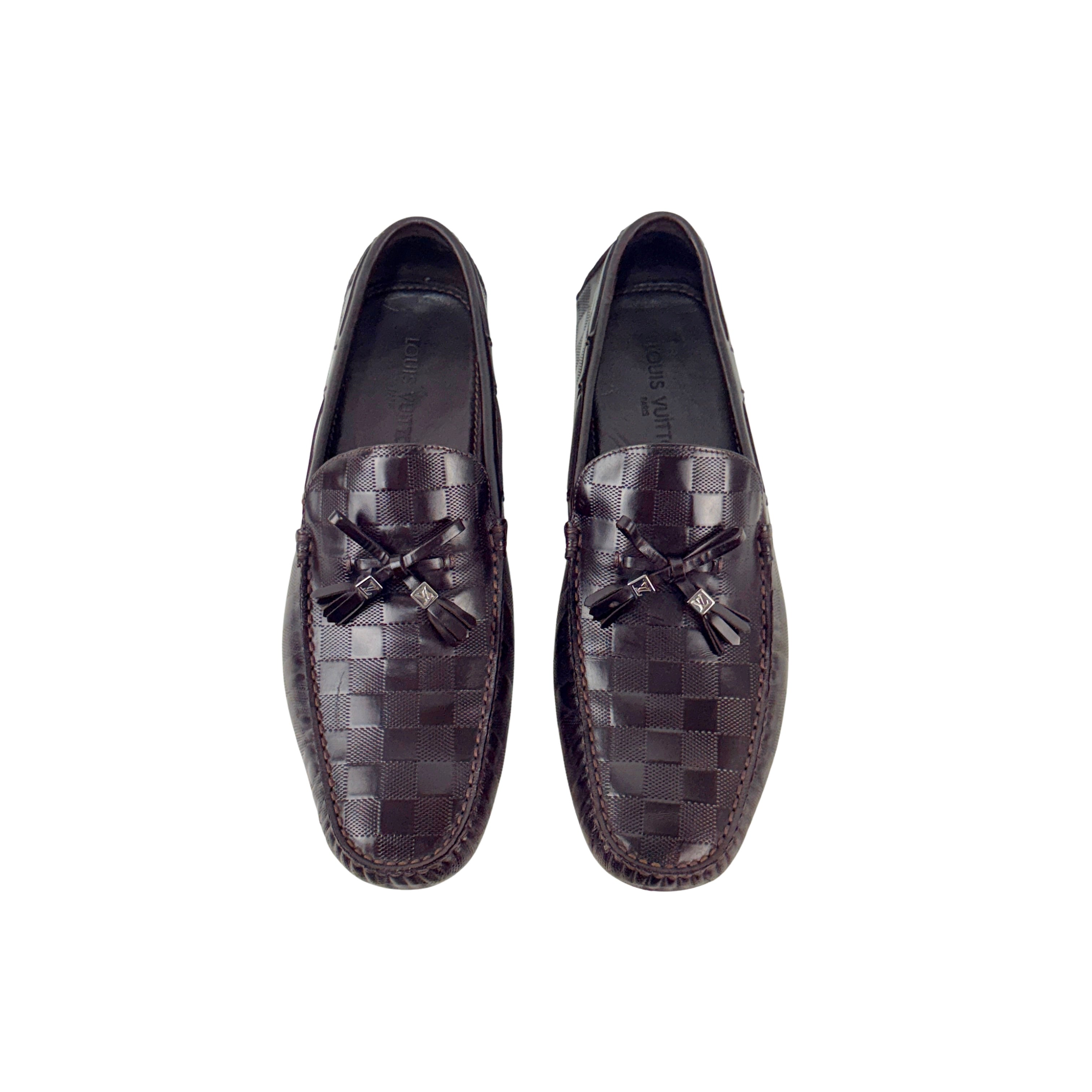 LOUIS VUITTON Tassel Driving/Loafers/Moccasins Signature Brown Damier (Size 45)