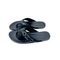 LOUIS VUITTON Black Leather & Canvas Straps Thong Sandals/Slipers/Slides (Size 44)