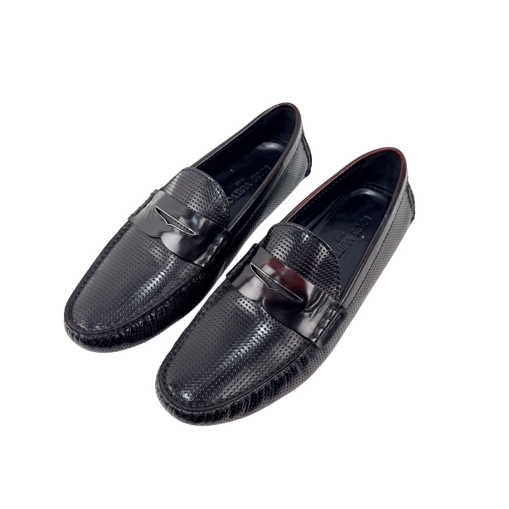 LOUIS VUITTON Two-Tone/Burgundy Perforated Leather Penny Loafers/Moccasins (Size 42)