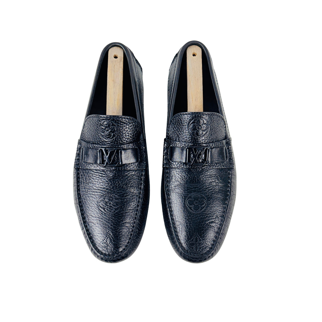 LOUIS VUITTON Hockenheim Laser-Perforated Monogram Black Loafers/Moccasins (Size 43.5)