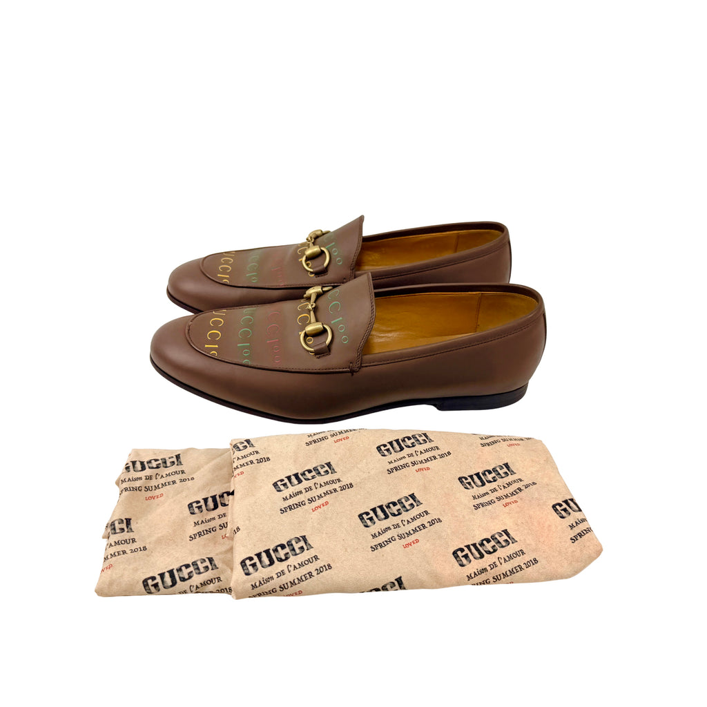 GUCCI Authentic Men's Brown Jordaan 100th Anniversary Horsebit Loafers/ Moccasins (Size 42)