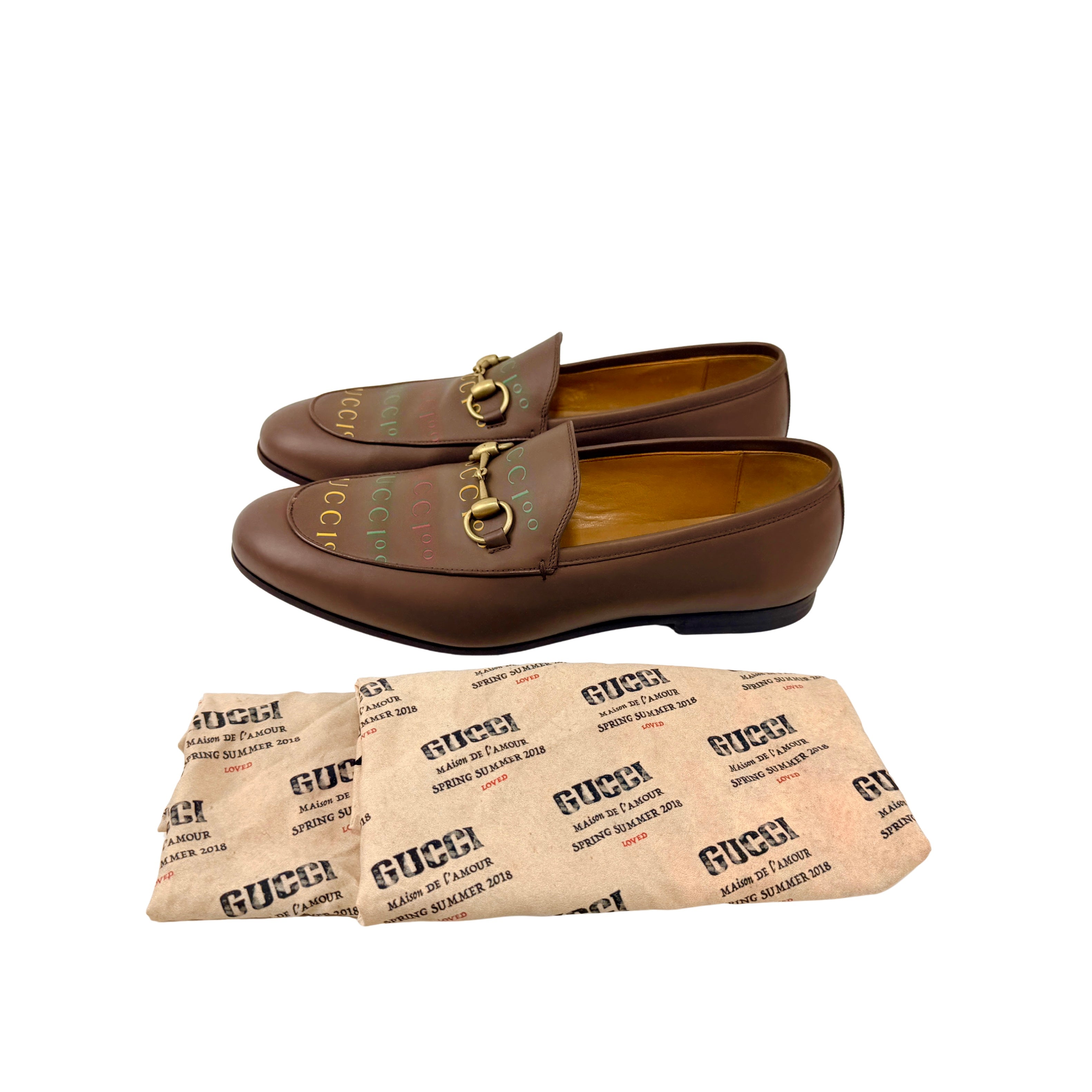 GUCCI Authentic Men's Brown Jordaan 100th Anniversary Horsebit Loafers/ Moccasins (Size 42)