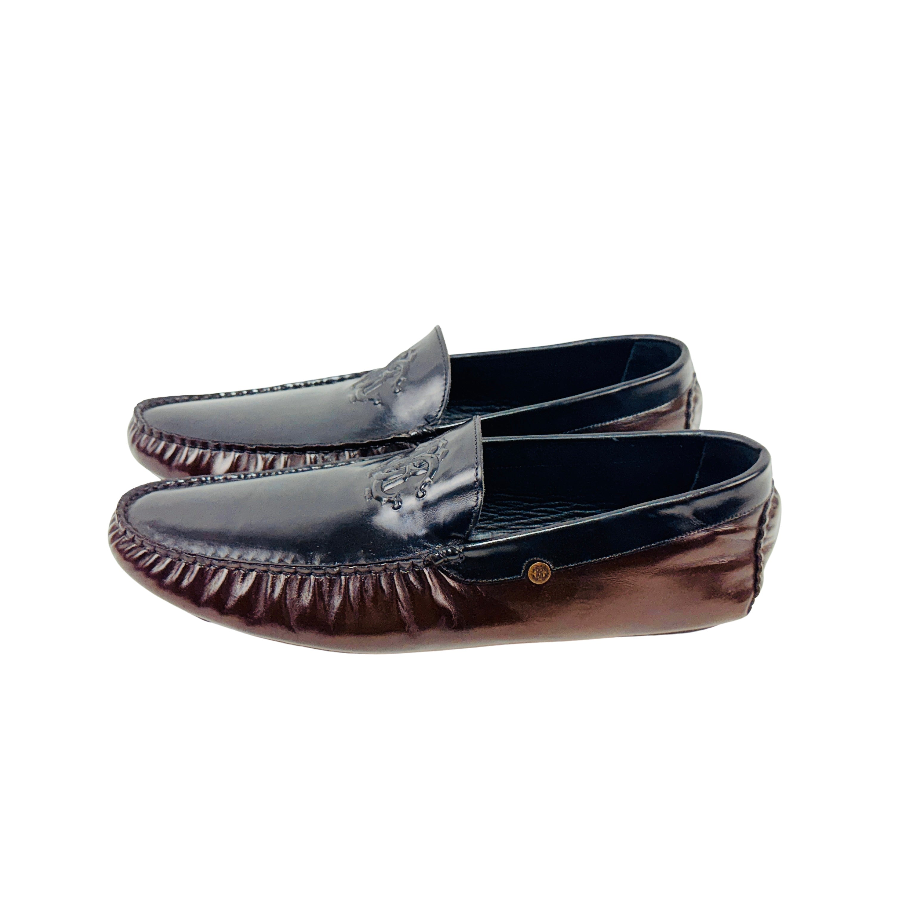 ROBERTO CAVALLI Rc Monogram Patent Leather Moccasins/Loafers/Driving (Size 45)