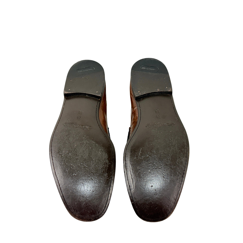 SANTONI Penny Loafers/Moccasins Crafted In Brown Leather With Their Signature Orange Lining (Size 44)