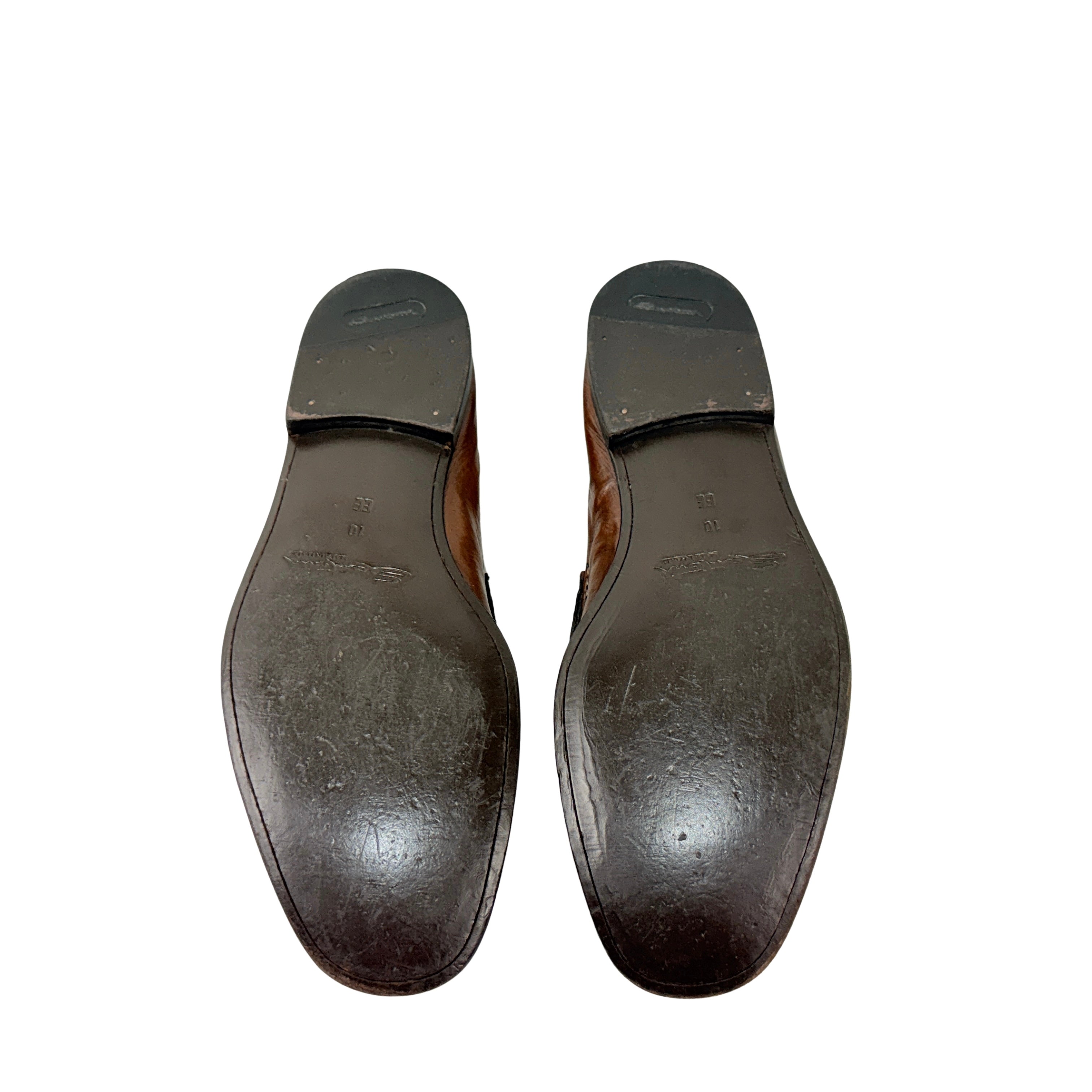 SANTONI Penny Loafers/Moccasins Crafted In Brown Leather With Their Signature Orange Lining (Size 44)