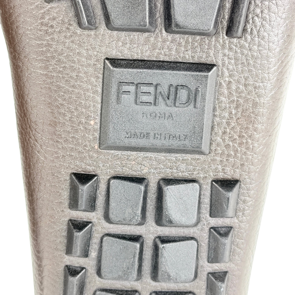 FENDI Men's Brown FF Metal Logo Loafers/Moccasins (Size 43)