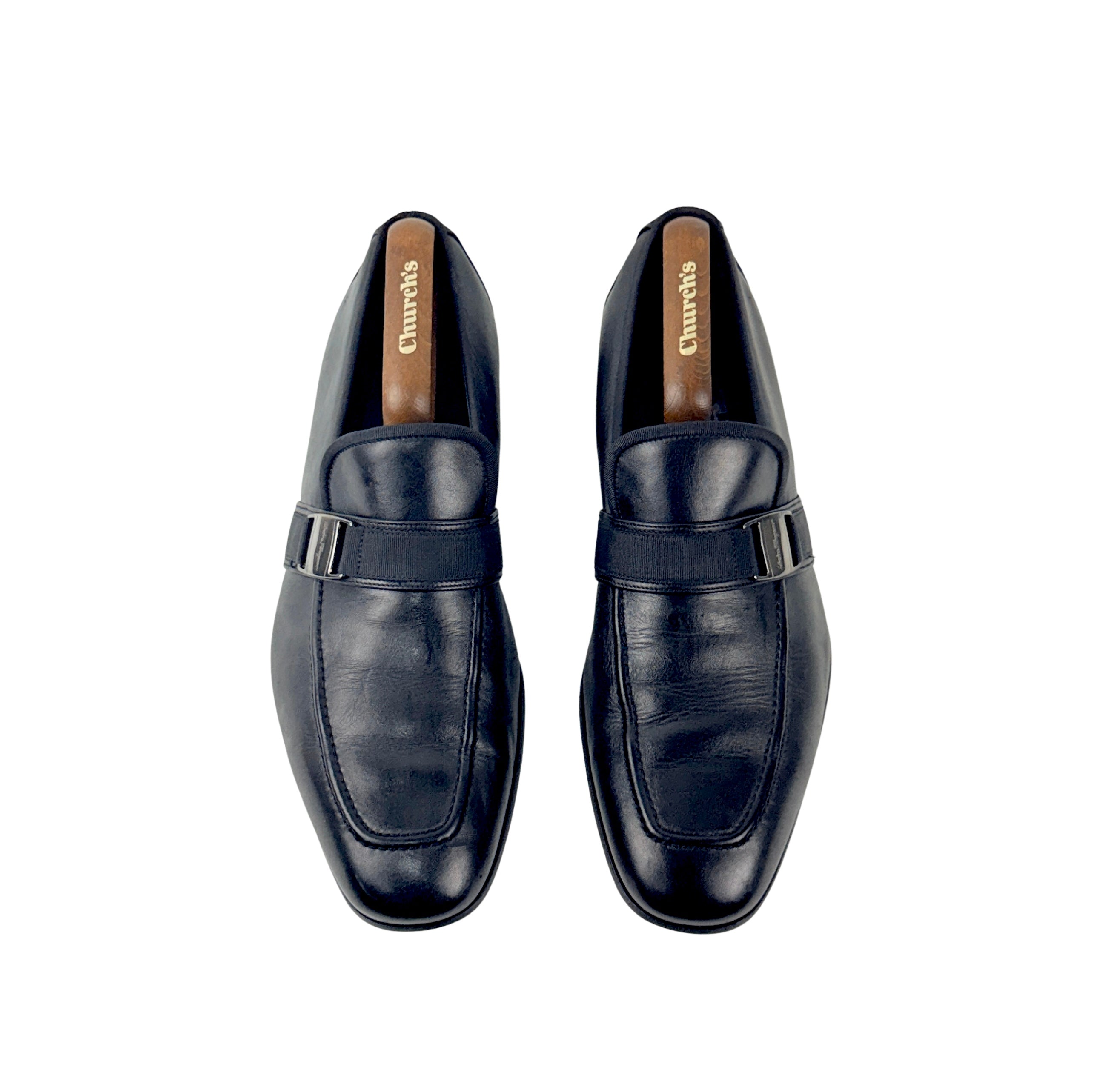 SALVATORE FERRAGAMO-Lavorazione Originale Fabric-Trimmed Leather Loafers/Moccasins (Size 44)