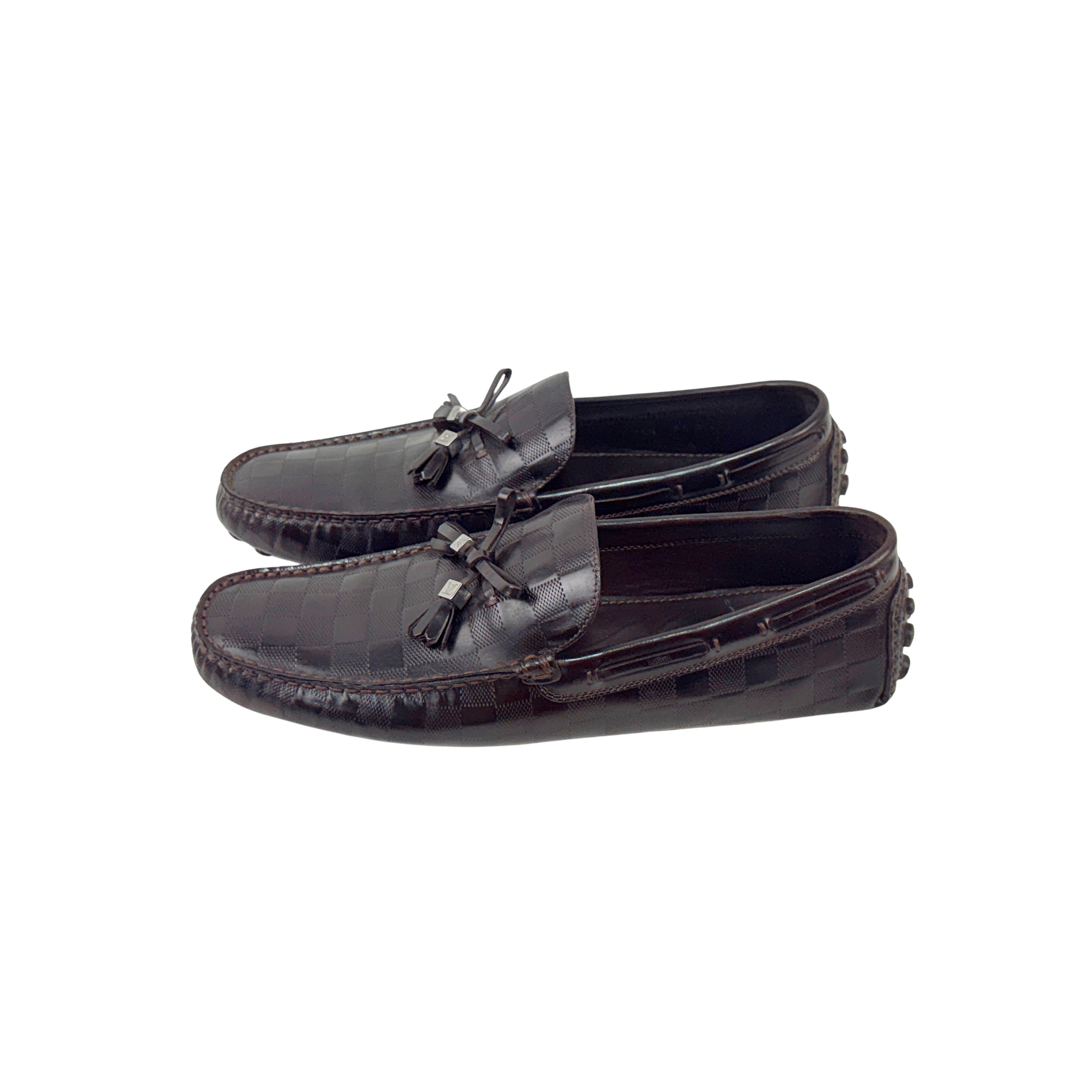 LOUIS VUITTON Tassel Driving/Loafers/Moccasins Signature Brown Damier (Size 45)