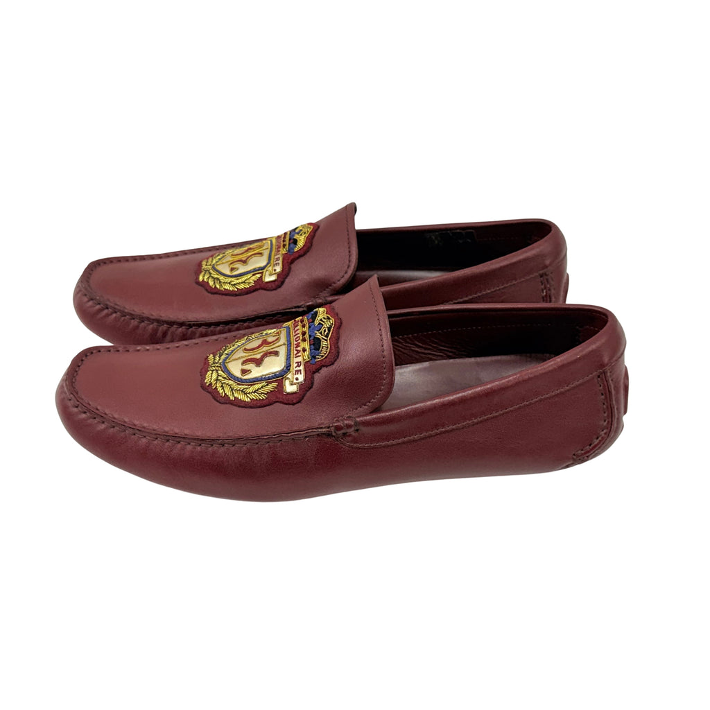 BILLIONAIRE Hand-Embroidered Coat-Of-Arms (Crest) On The Vamp Calfskin Loafers/Moccasins (Size 41)