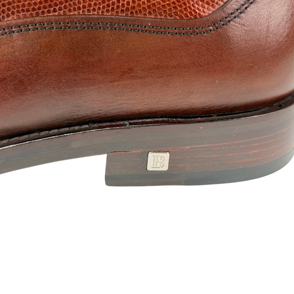 BALMAIN PARIS Men's Brown Leather On The Vamp(Lizard or Snakeskin) Derby/Oxfords/Lace-up (Size 41)