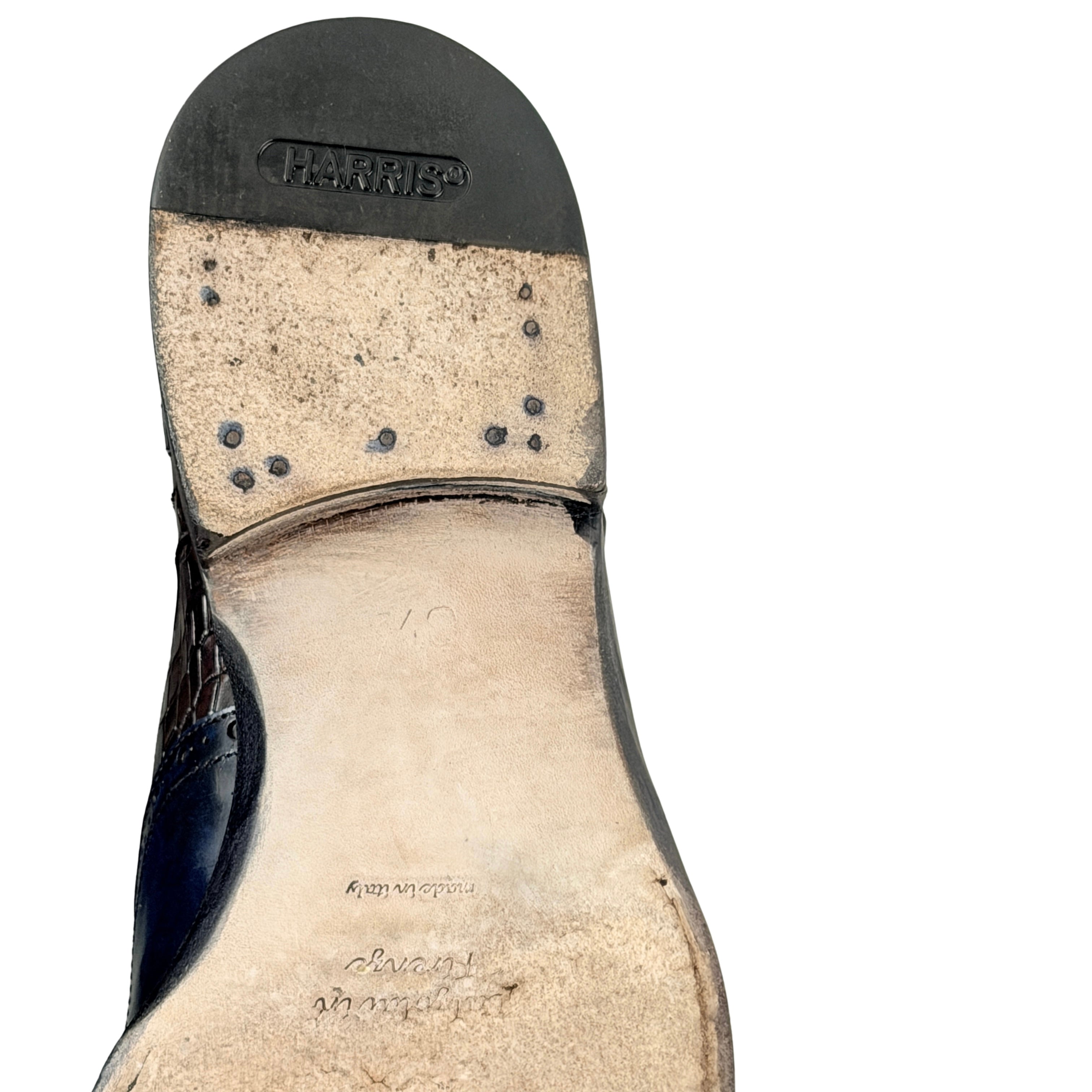 HARRIS FIRENZE Derby/Oxford Exotic Leather: The Vamp (Middle Section) Appears To Be Crocodile Skin Multi-Tonal (Size 43.5)