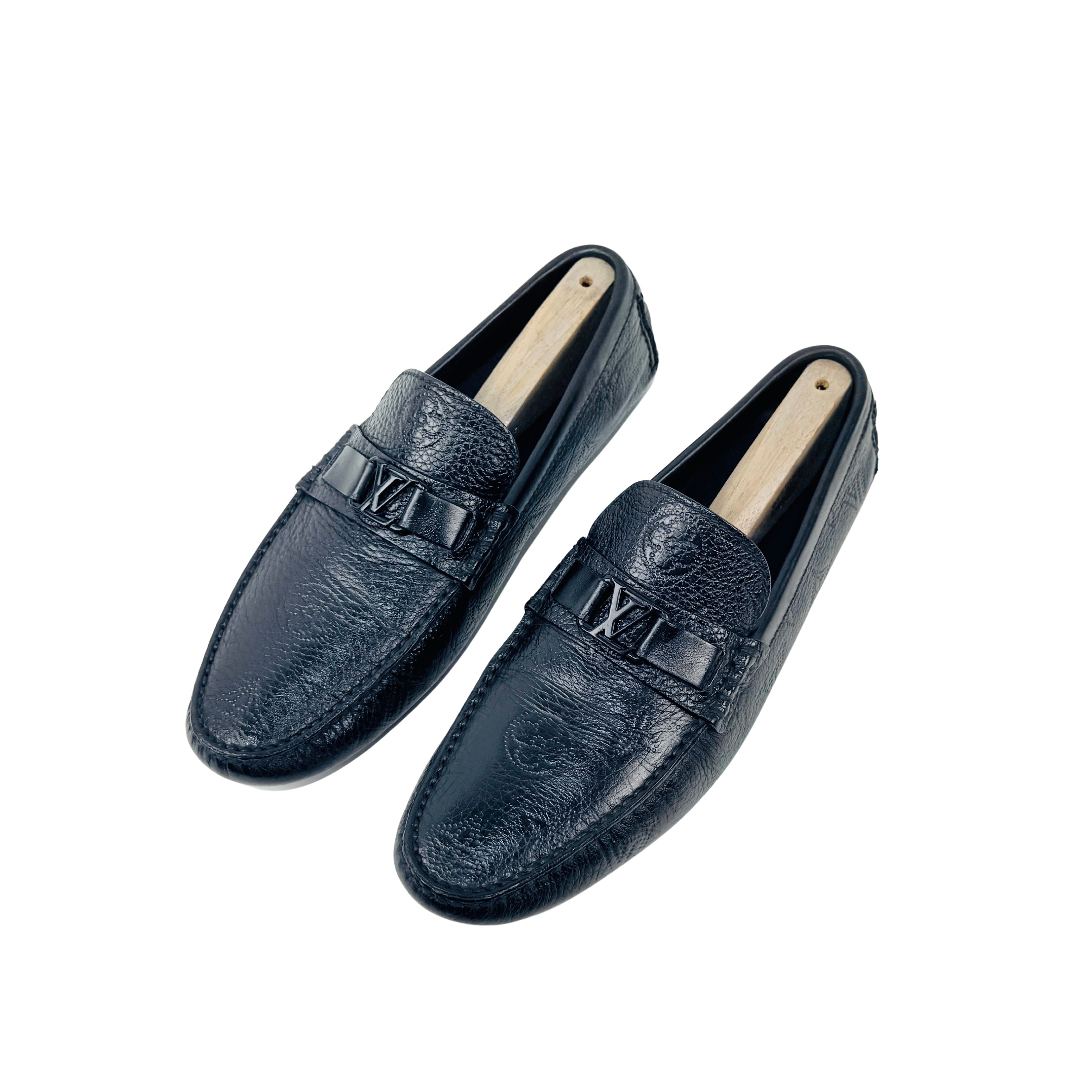 LOUIS VUITTON Hockenheim Laser-Perforated Monogram Black Loafers/Moccasins (Size 43.5)