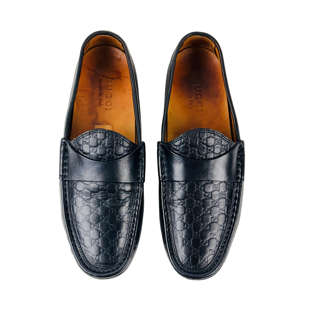 GUCCI GG Embossed Leather Men's Loafers/Moccasins/Driving Shoes (Size 40)