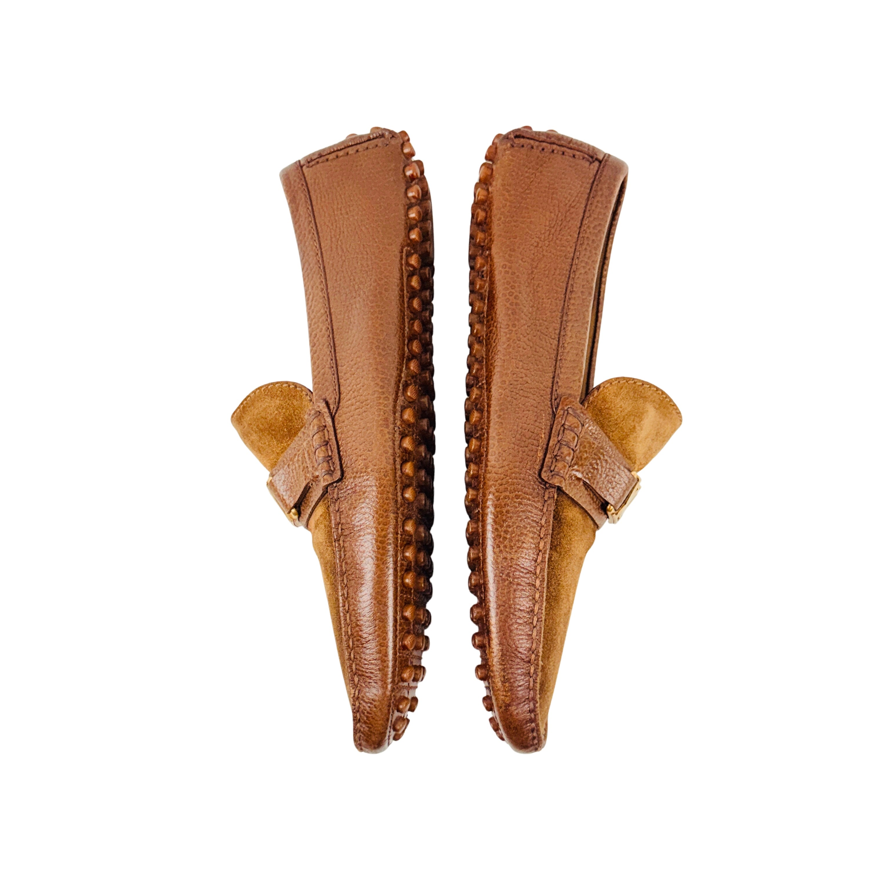 LOUIS VUITTON Hockenheim Brown Suede And Grain Leather Loafers/Moccasins/Driving (Size 44.5)