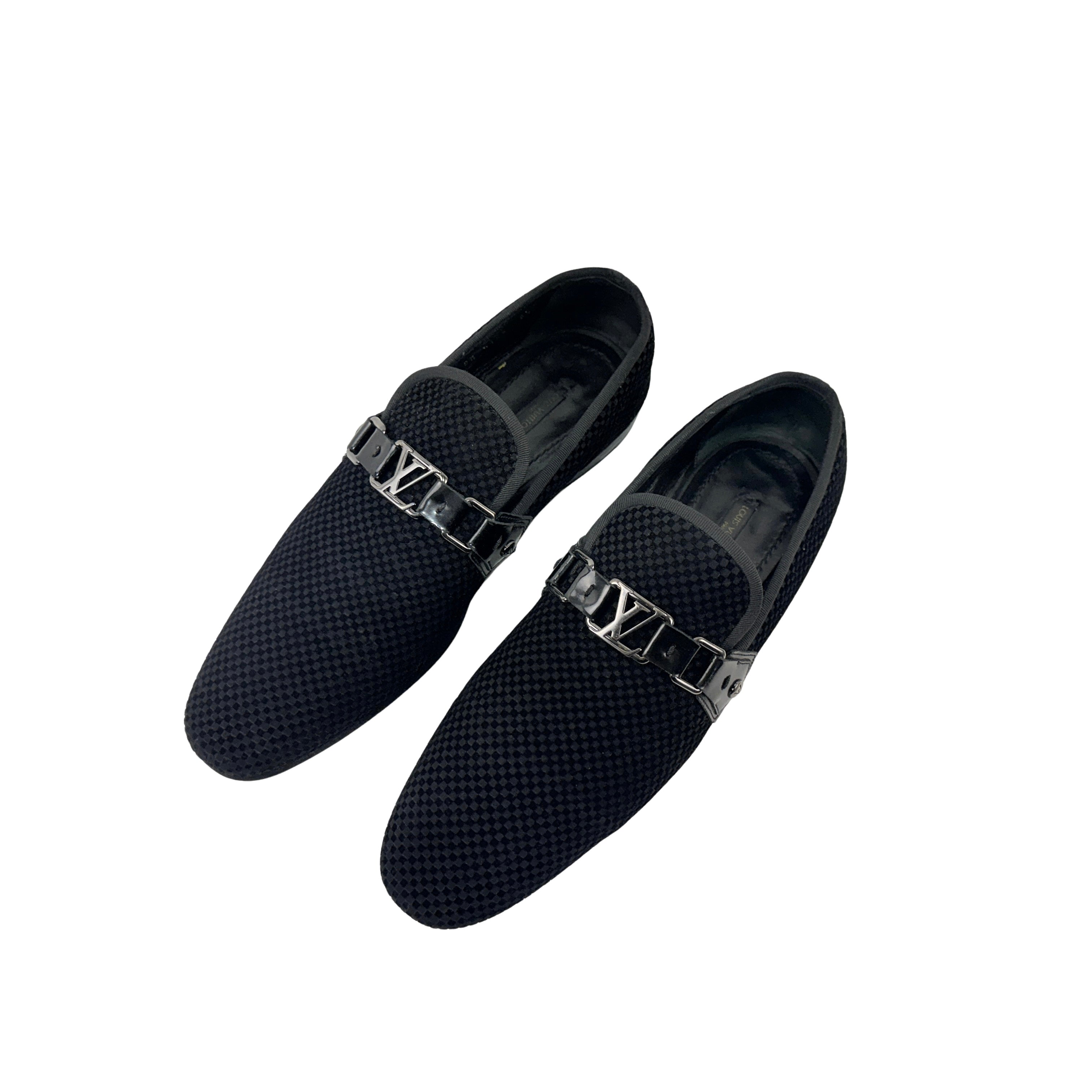 LOUIS VUITTON Petit Damier Ebene Suede Monte Carlo Loafers/Moccasins (Size 43)