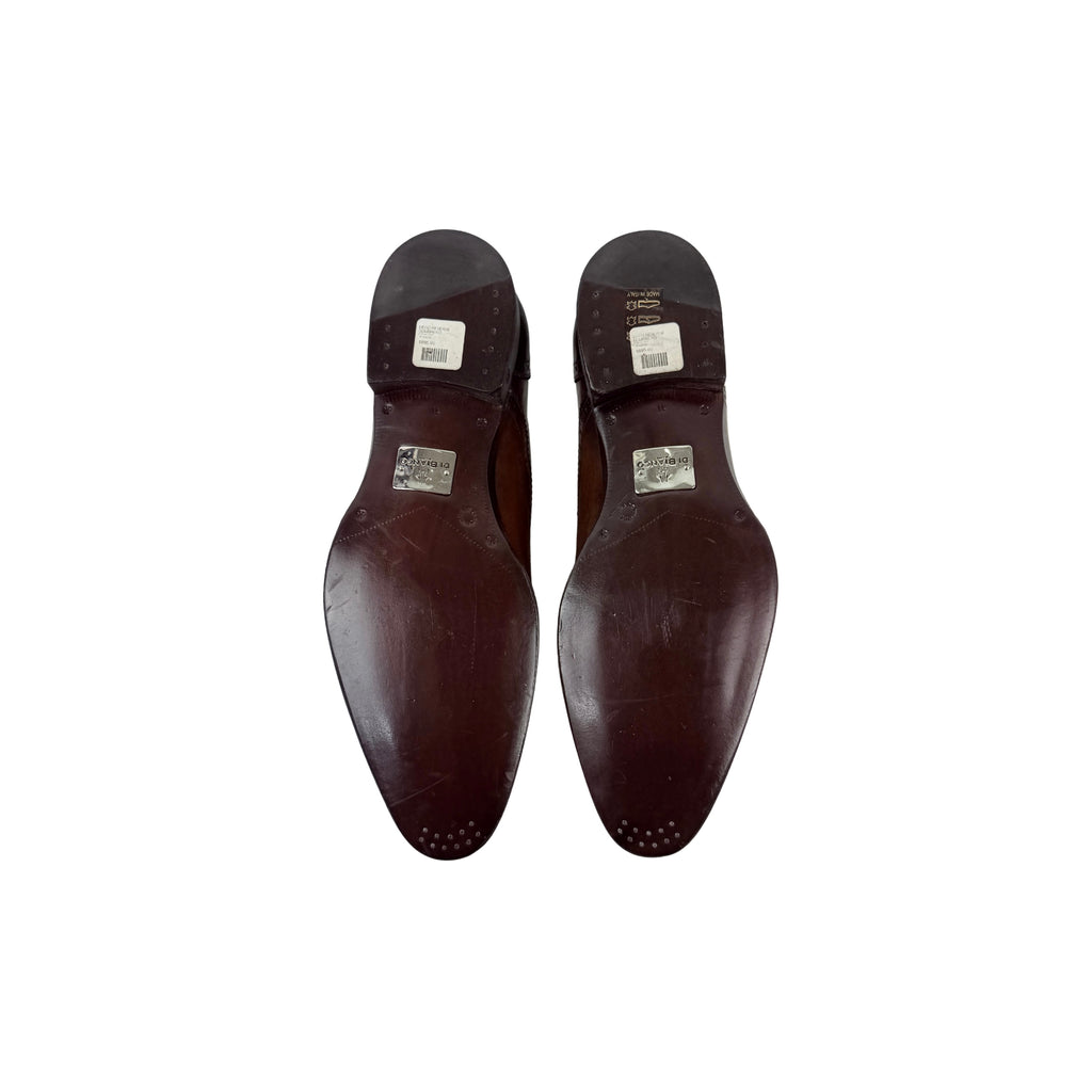 DI BIANCO Oxford/Derby Men's Leather Brogues Dark Tan And Patina Brown Finish(Size 45)
