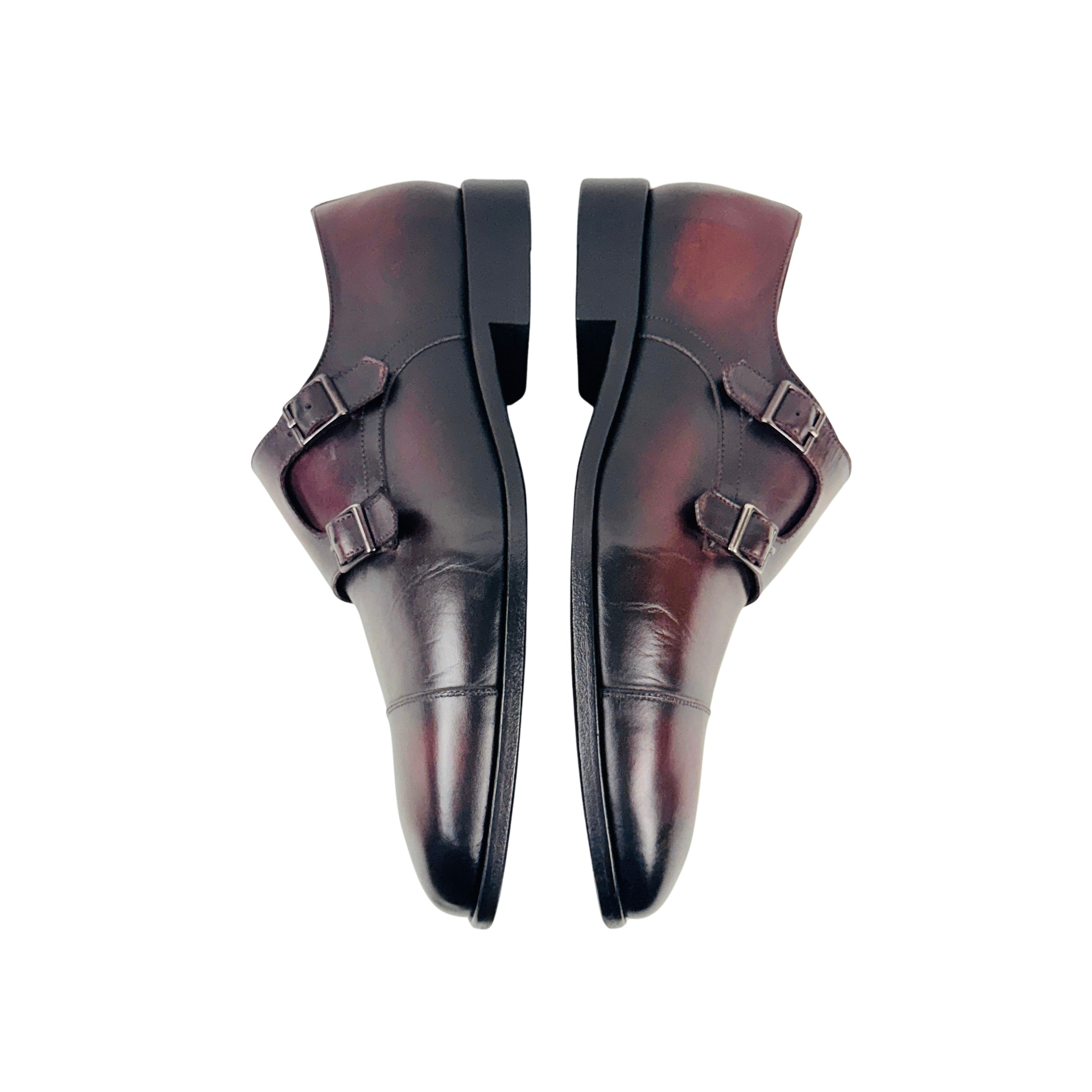 BERLUTI Double Monk Straps/Dress/Slip-On Burgundy Colour (Size 42)