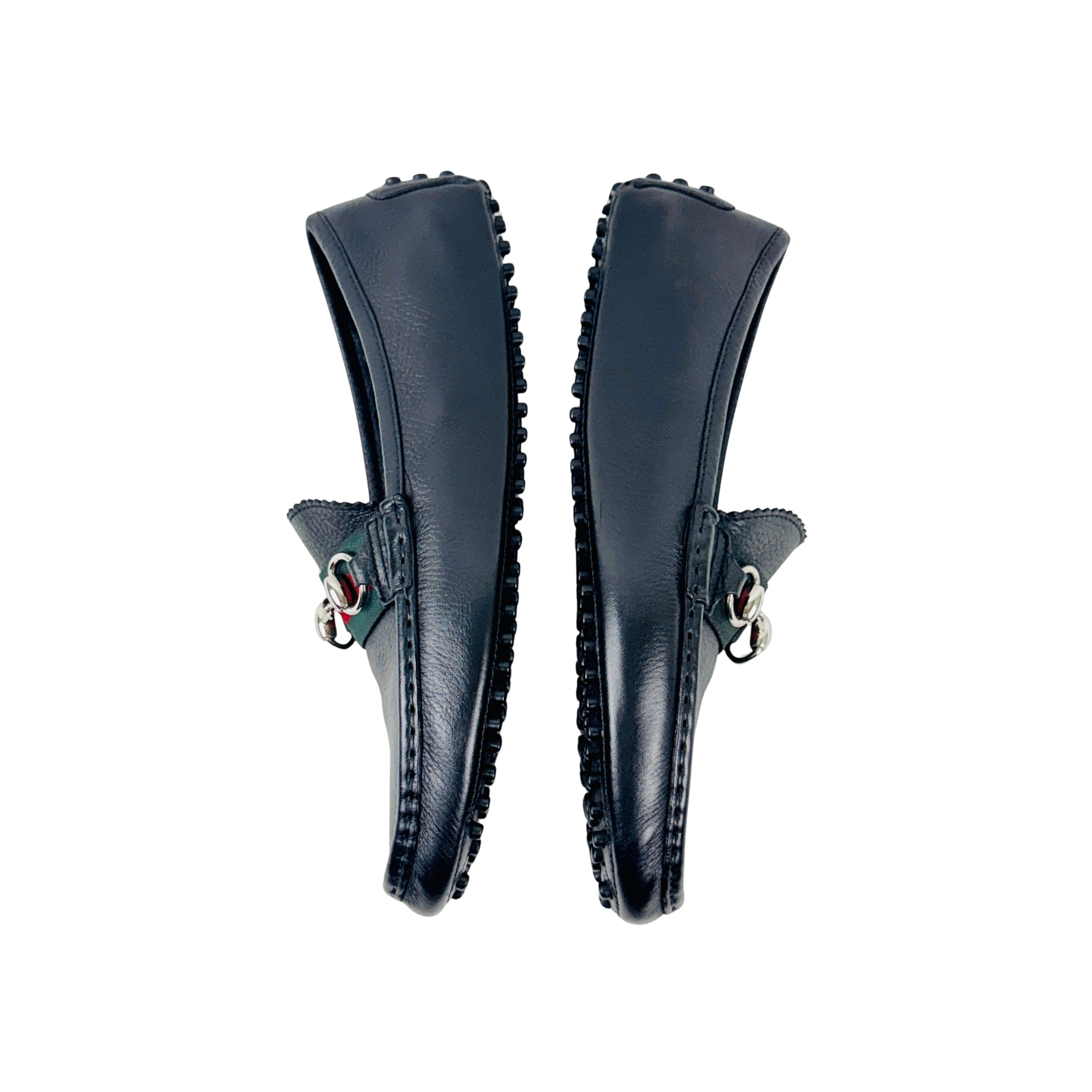 GUCCI Black Web Horsebit Loafers/Moccasins/Driving (Size 40)