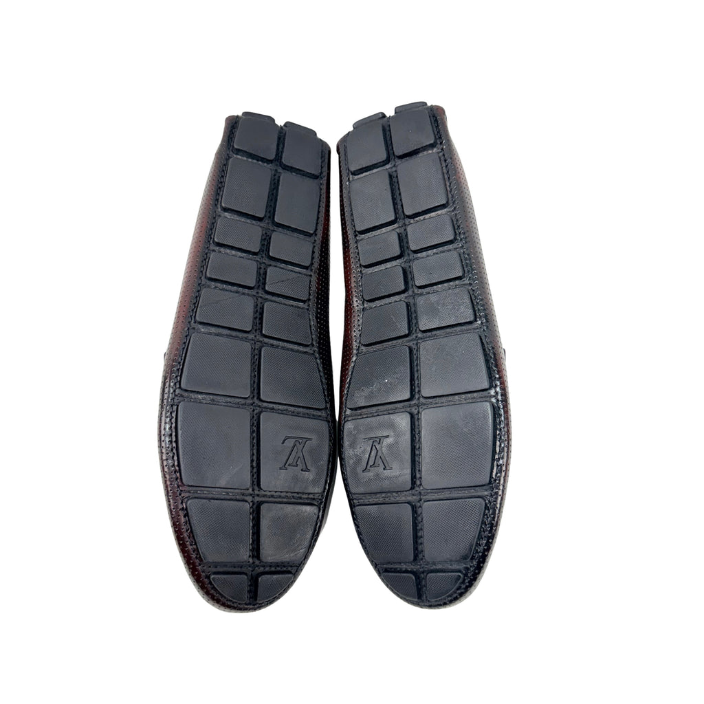 LOUIS VUITTON Two-Tone/Burgundy Perforated Leather Penny Loafers/Moccasins (Size 42)