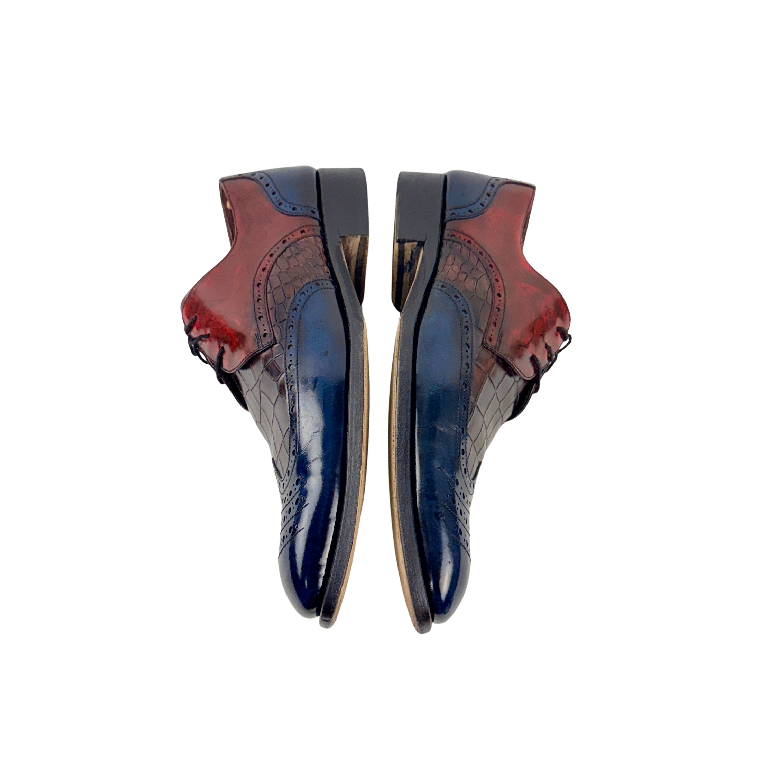 HARRIS FIRENZE Derby/Oxford Exotic Leather: The Vamp (Middle Section) Appears To Be Crocodile Skin Multi-Tonal (Size 43.5)