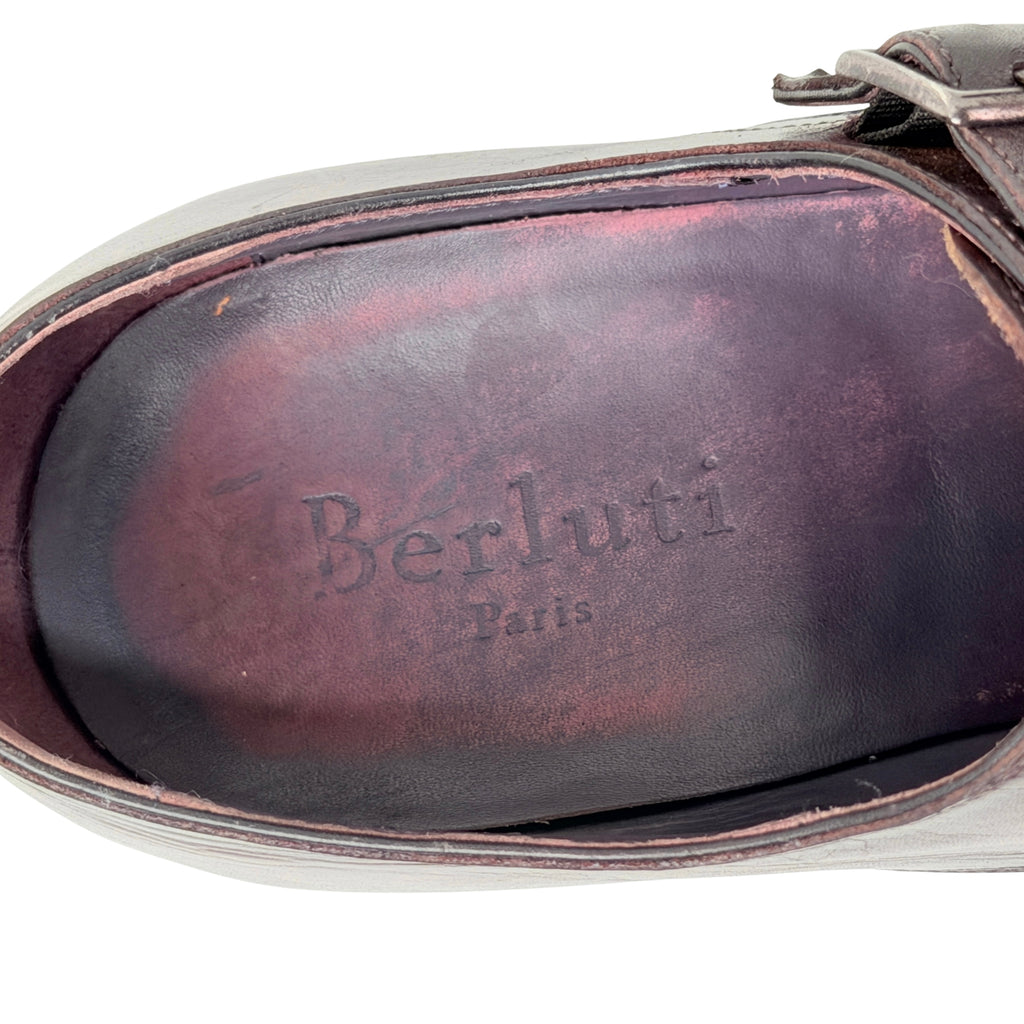 BERLUTI Double Monk Straps/Dress/Slip-On Burgundy Colour (Size 42)