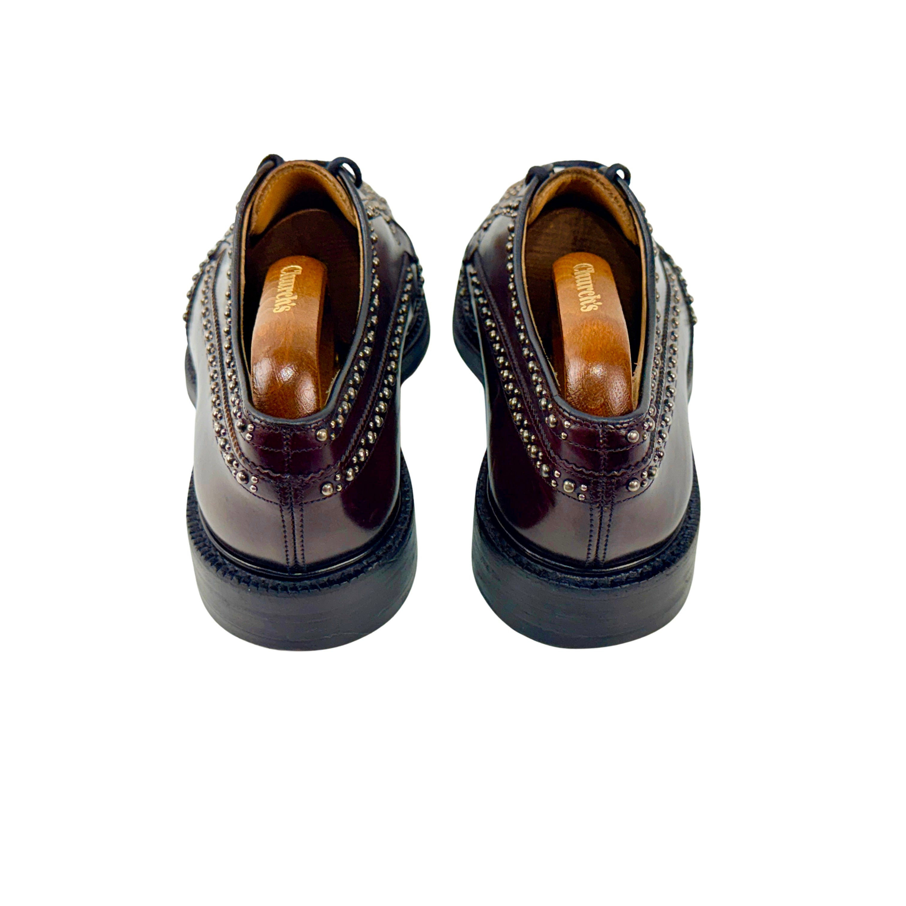 CHURCH’S Leather Lace-Up Studded Burgundy Colour Derby/Oxford (Size 41.5)