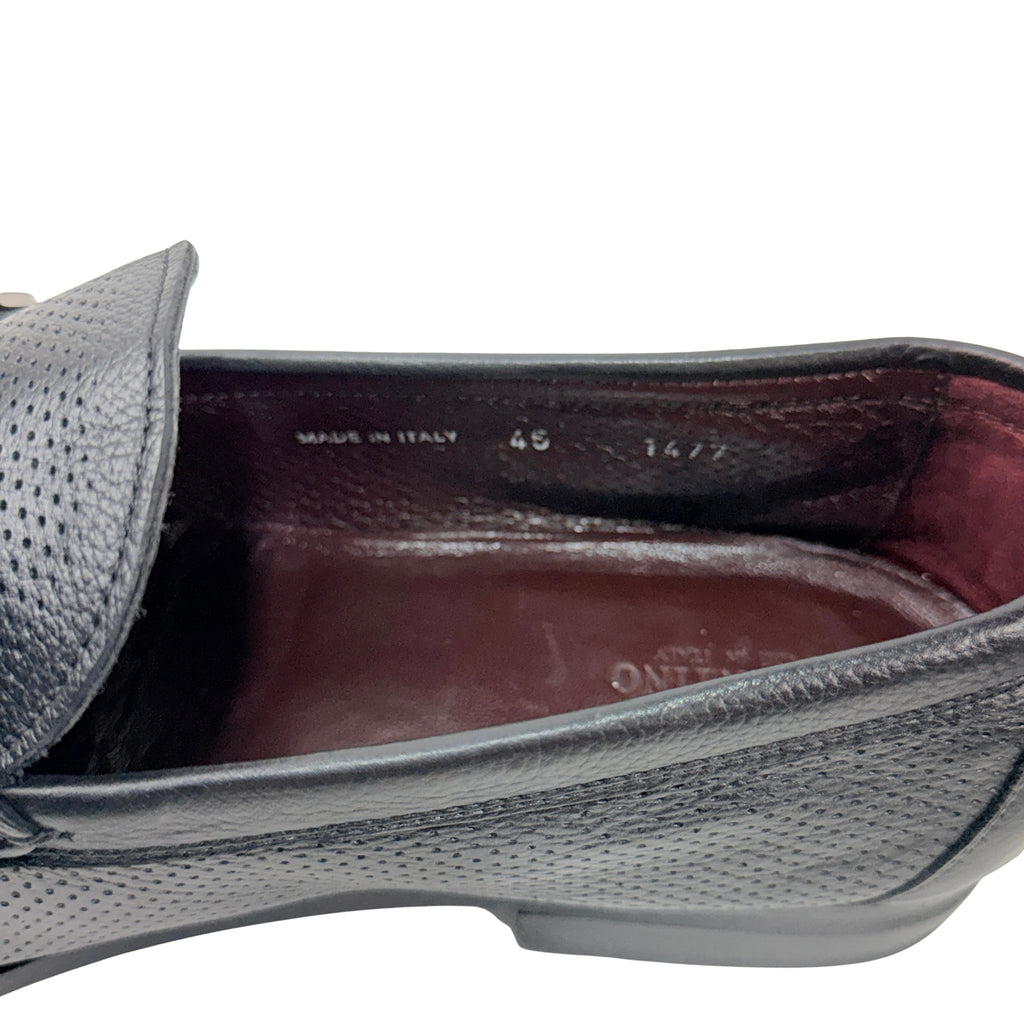 VALENTINO GARAVANI Loafers/Moccasins Perforated Leather With Metallic logo (Size 45)