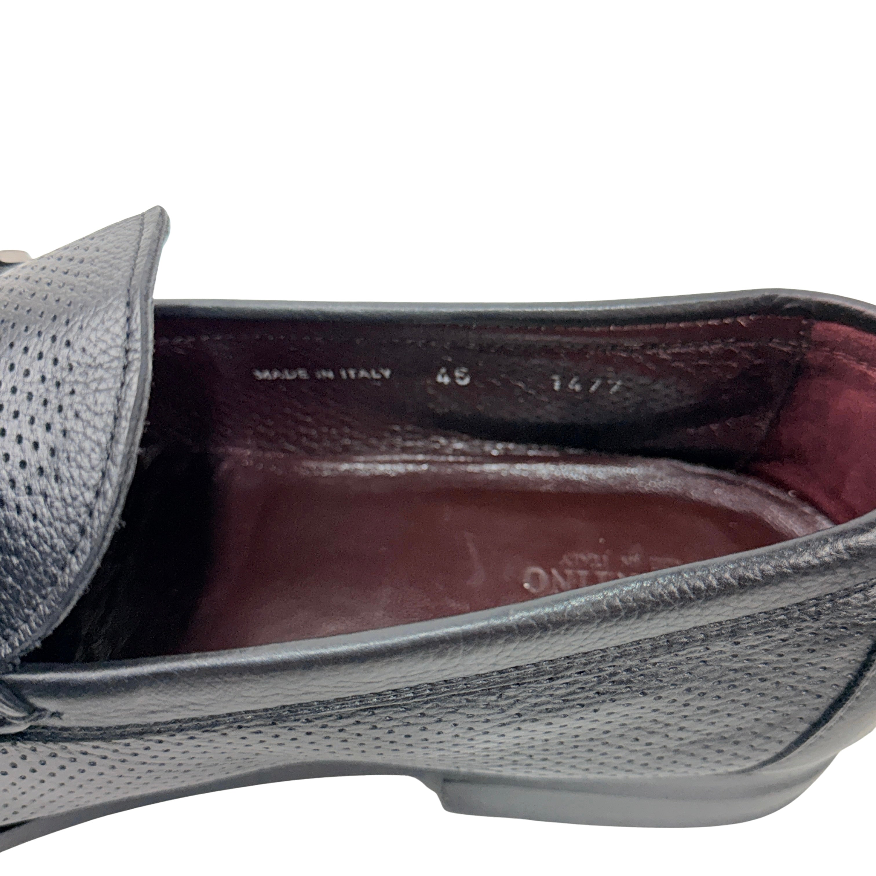 VALENTINO GARAVANI Loafers/Moccasins Perforated Leather With Metallic logo (Size 45)
