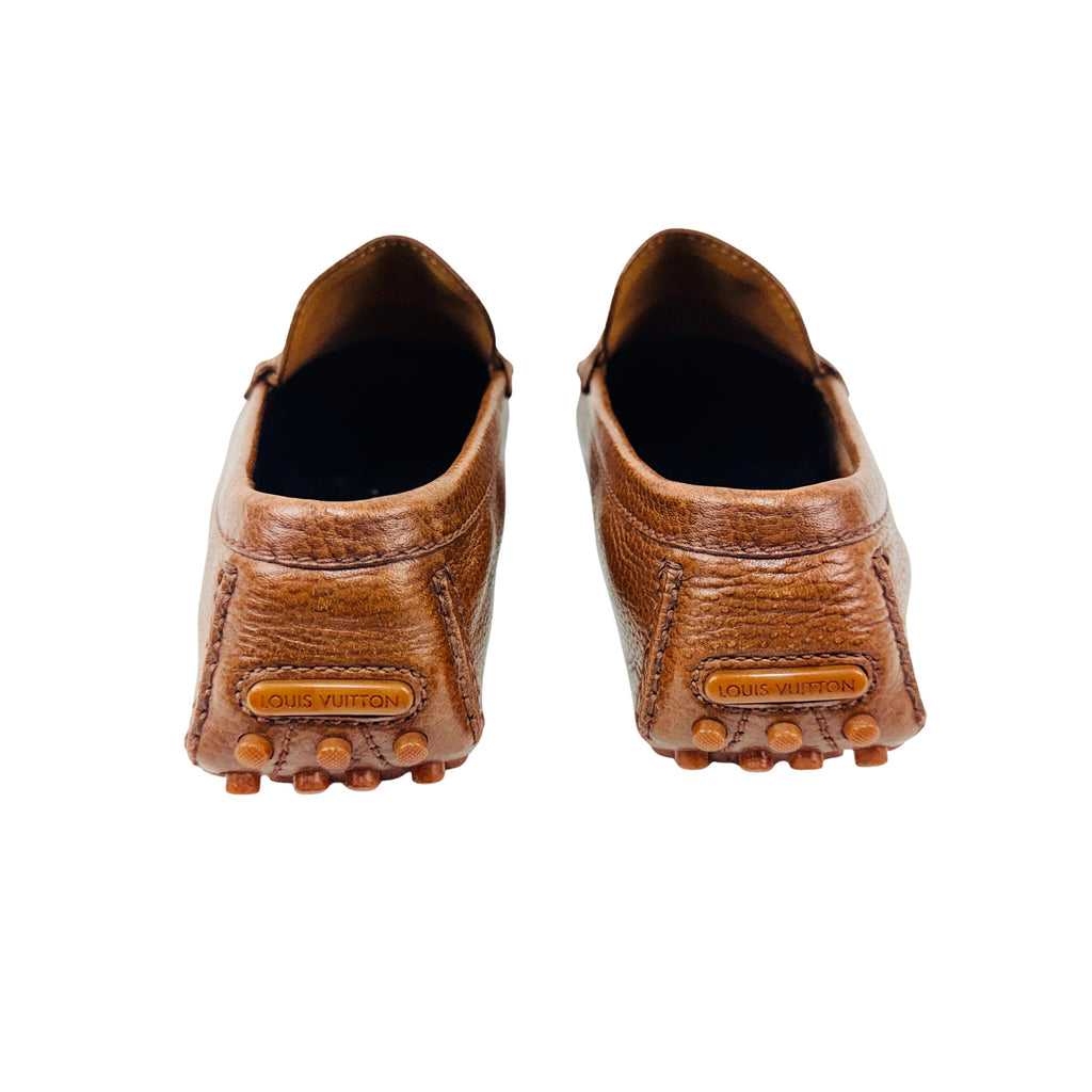 LOUIS VUITTON Hockenheim Brown Suede And Grain Leather Loafers/Moccasins/Driving (Size 44.5)