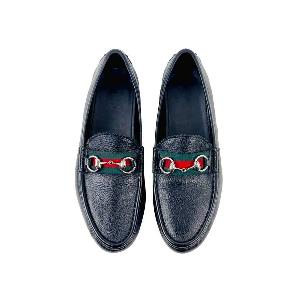 GUCCI Black Web Horsebit Loafers/Moccasins/Driving (Size 40)