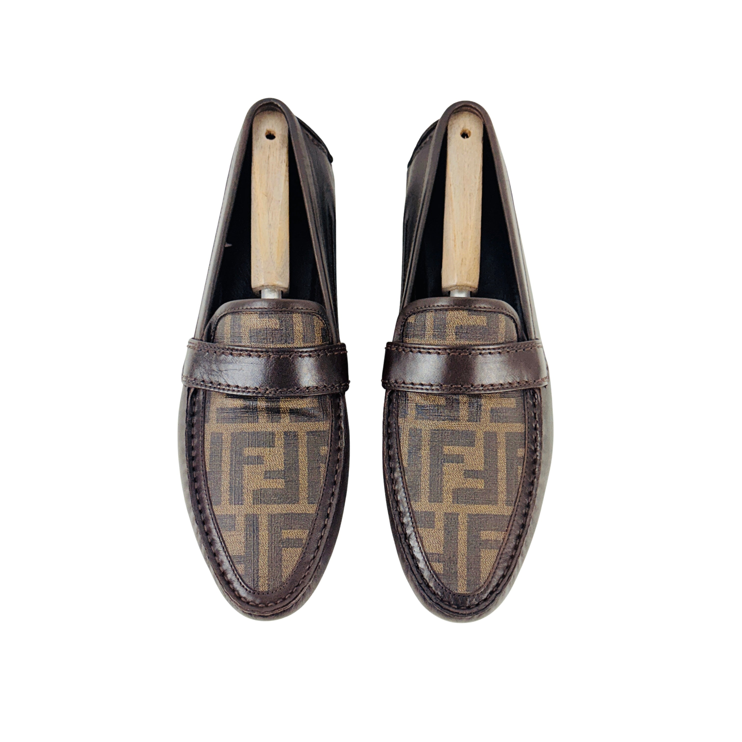 FENDI Zucca-FF Monogram Loafers/Moccasins/Drving (Size 42)