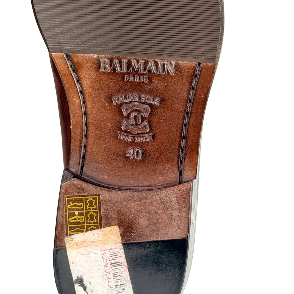 BALMAIN PARIS Men's Brown Leather On The Vamp(Lizard or Snakeskin) Derby/Oxfords/Lace-up (Size 41)