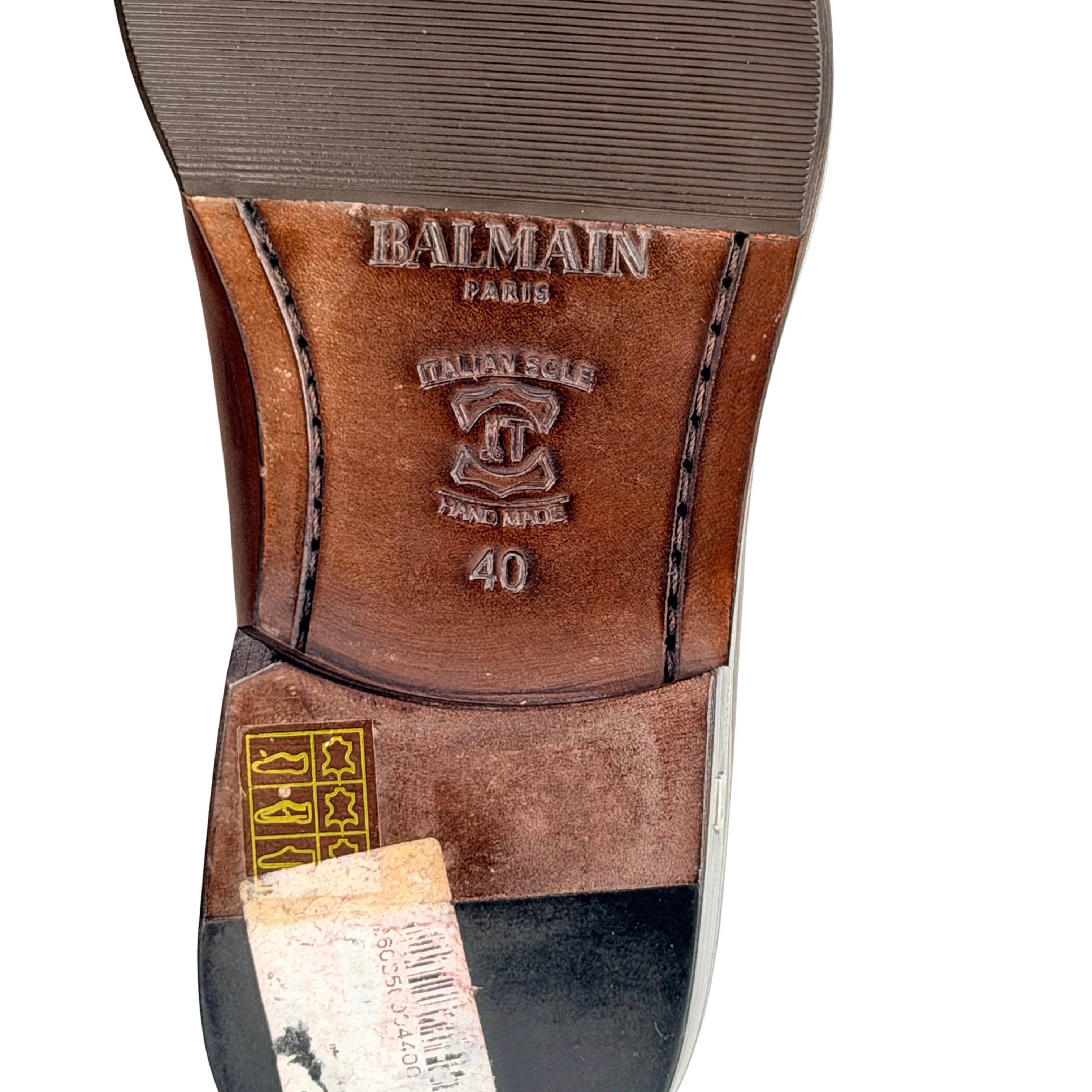 BALMAIN PARIS Men's Brown Leather On The Vamp(Lizard or Snakeskin) Derby/Oxfords/Lace-up (Size 41)