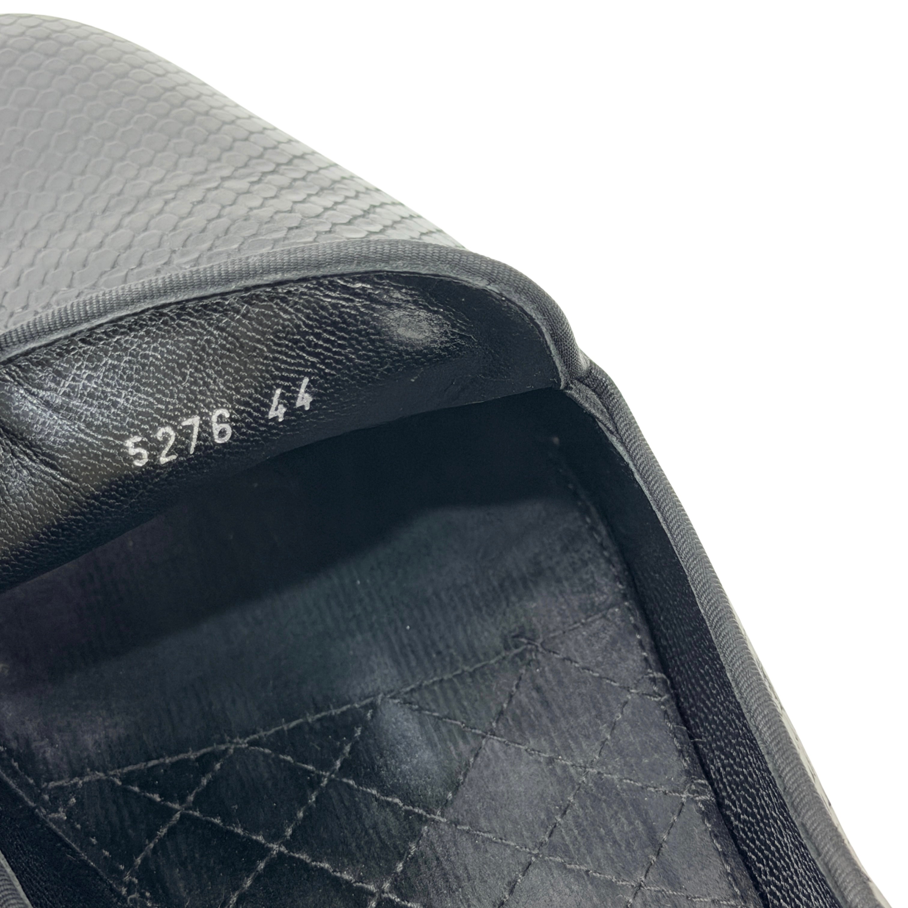 ROBERTO CAVALLI Men's Black Embossed Snakeskin Leather Loafers/Moccasins (Size 44)