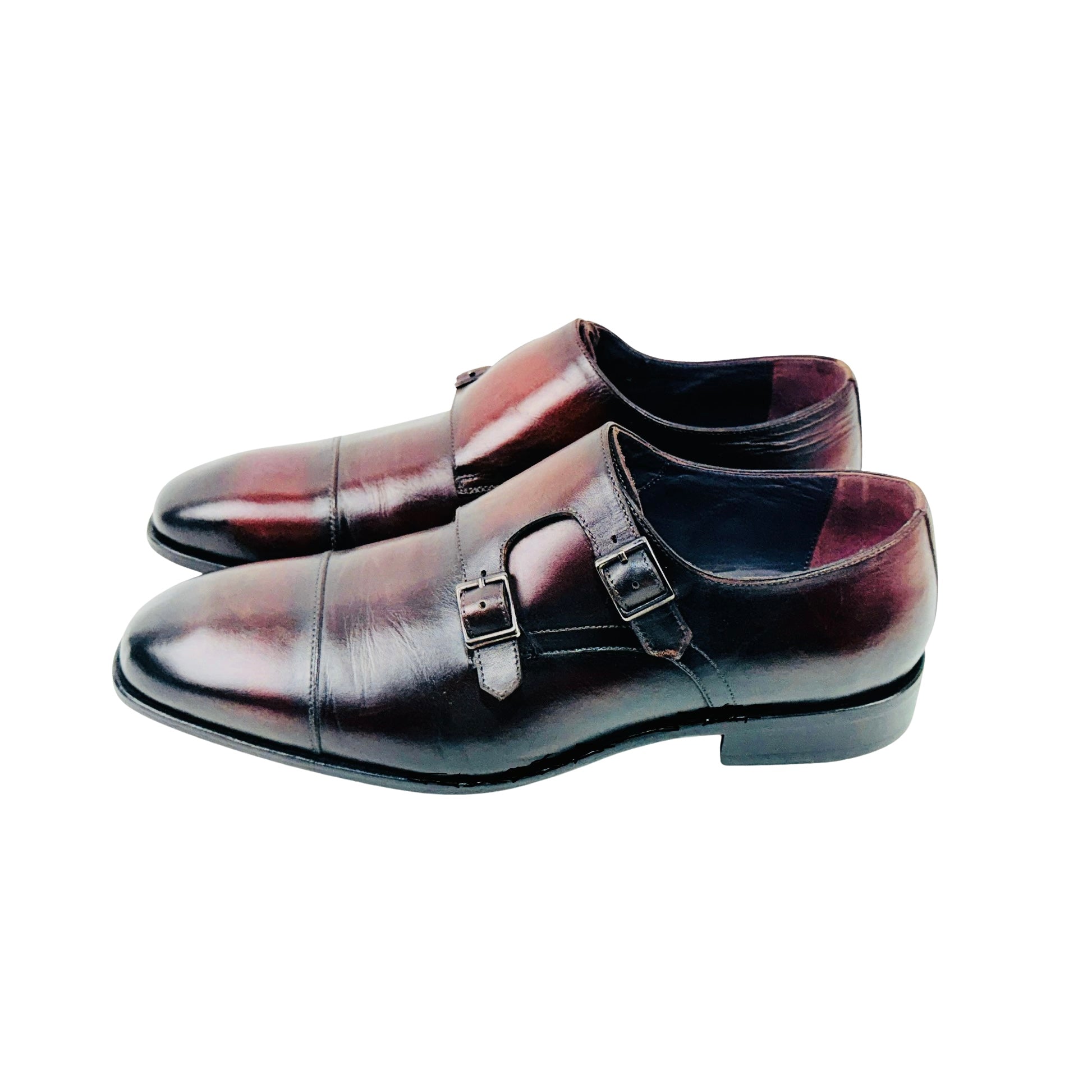 BERLUTI Double Monk Straps/Dress/Slip-On Burgundy Colour (Size 42)